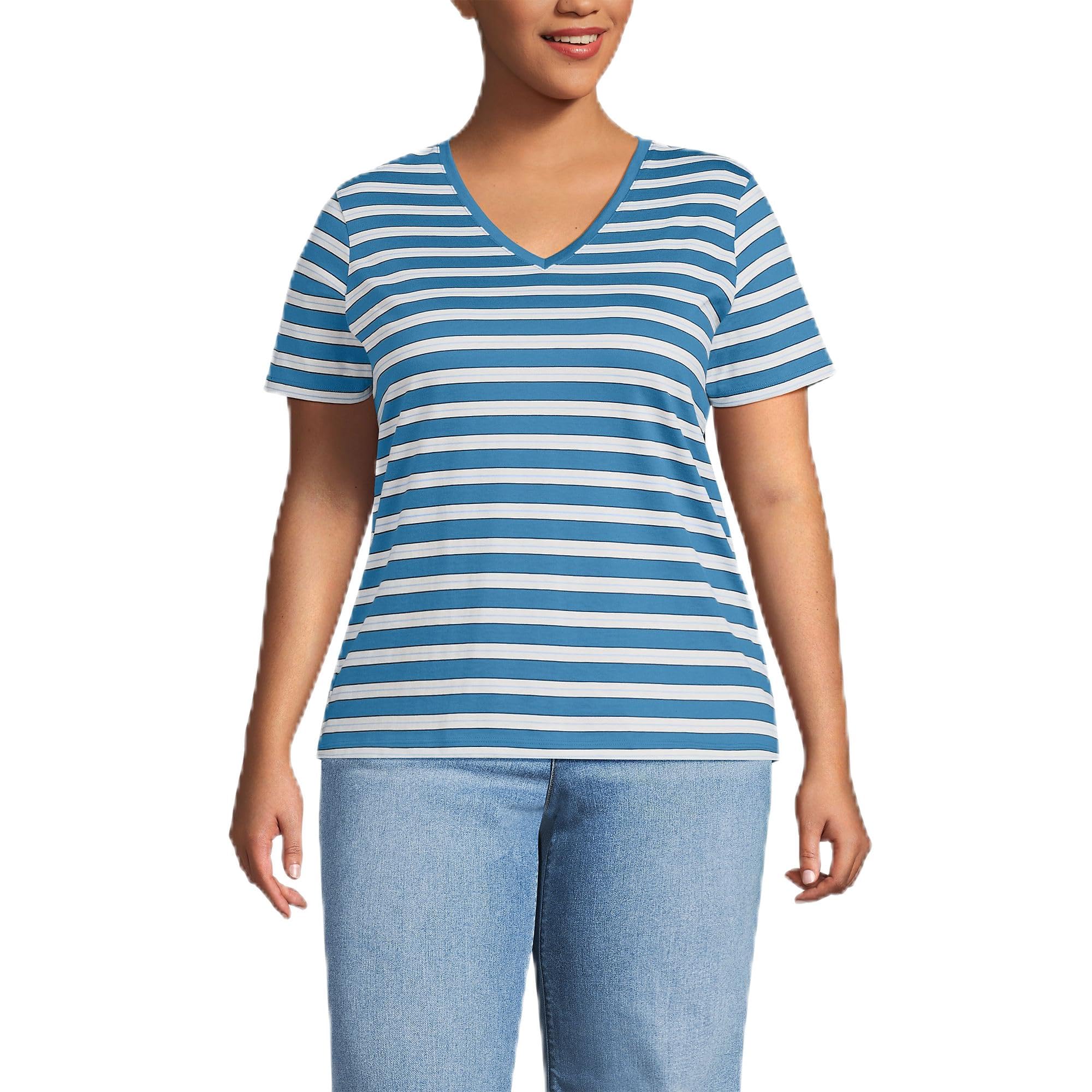 Lands' End Women's Relaxed American-Grown Supima Cotton V-Neck T-Shirt