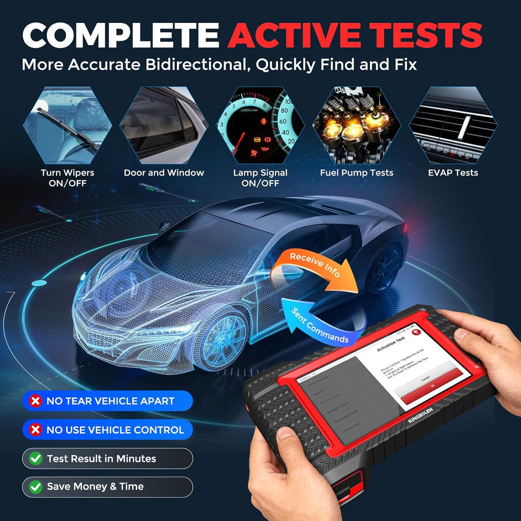 KINGBOLEN K7 Bidirectional Scan Tool 2026 OBD2 Scanner Bluetooth with Lifetime Updates, No Annual Fees, 31+ Resets, Component Matching, All System Diagnostic, CAN FD, FCA AutoAuth, Crankshaft Relearn