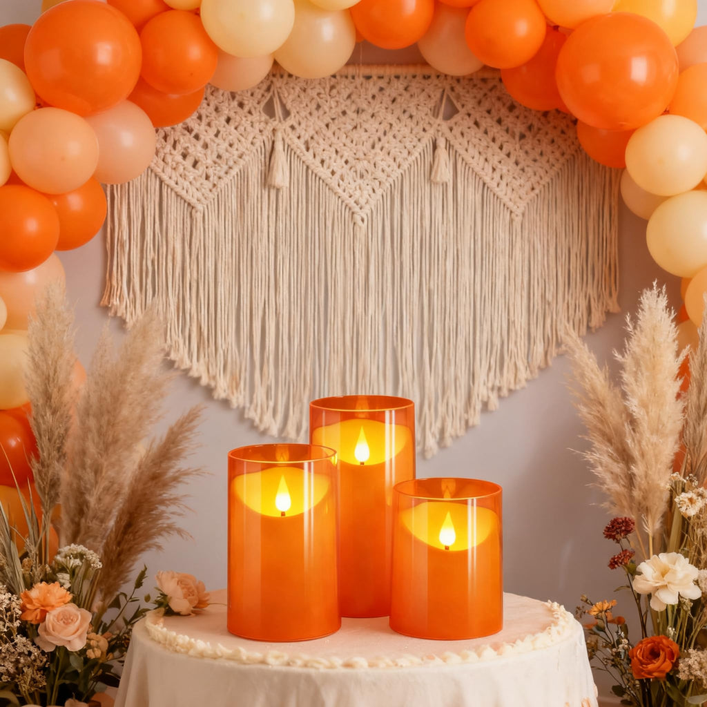 NURADA Flameless Candles with Remote Timer: 3D Wick Battery Operated Led Pillar Acrylic Fake Candle Set for Home Decoration Romantic Ambiance - Gold 2 Pack