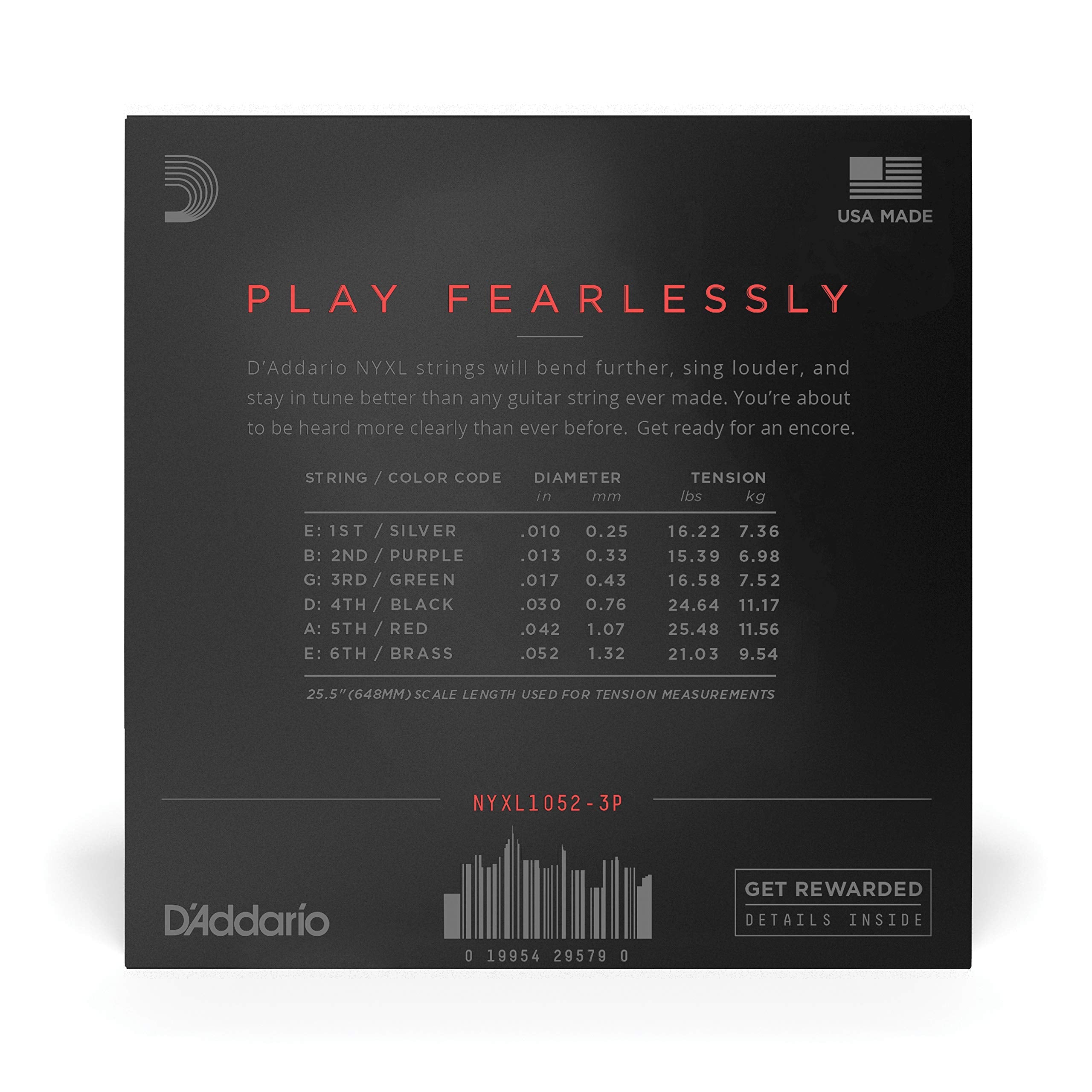 D'Addario Electric Guitar Strings, NYXL Nickel Plated, NYXL1149, Medium Gauge 11-49, 6-String Set, Pack of 1