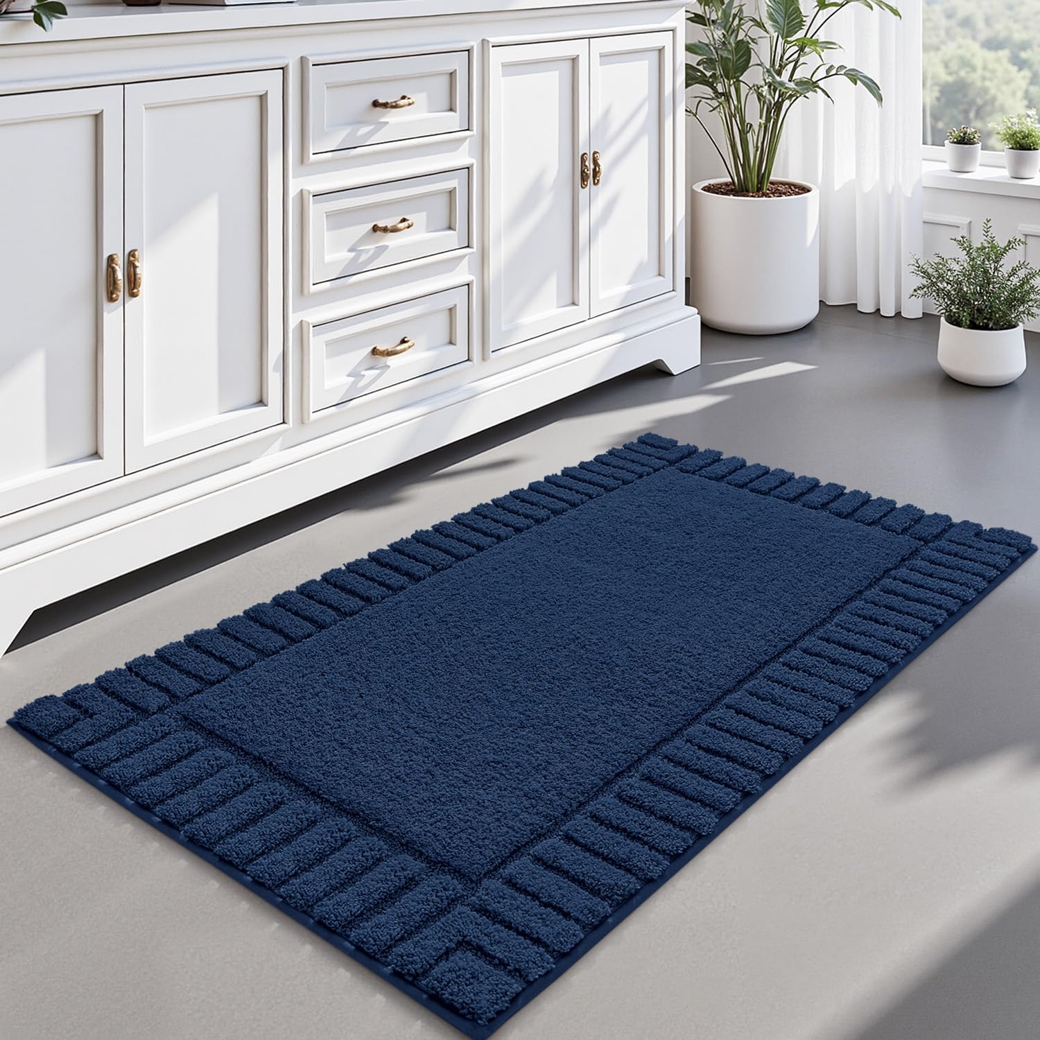 LUMI Bathroom Rugs Non Slip with Rubber Backing, Extra Soft Plush Microfiber Bath Rug Absorbent, Machine Washable Bath Mat Quick Dry for Tub, Shower, Hotel, Beige, 16"x24"