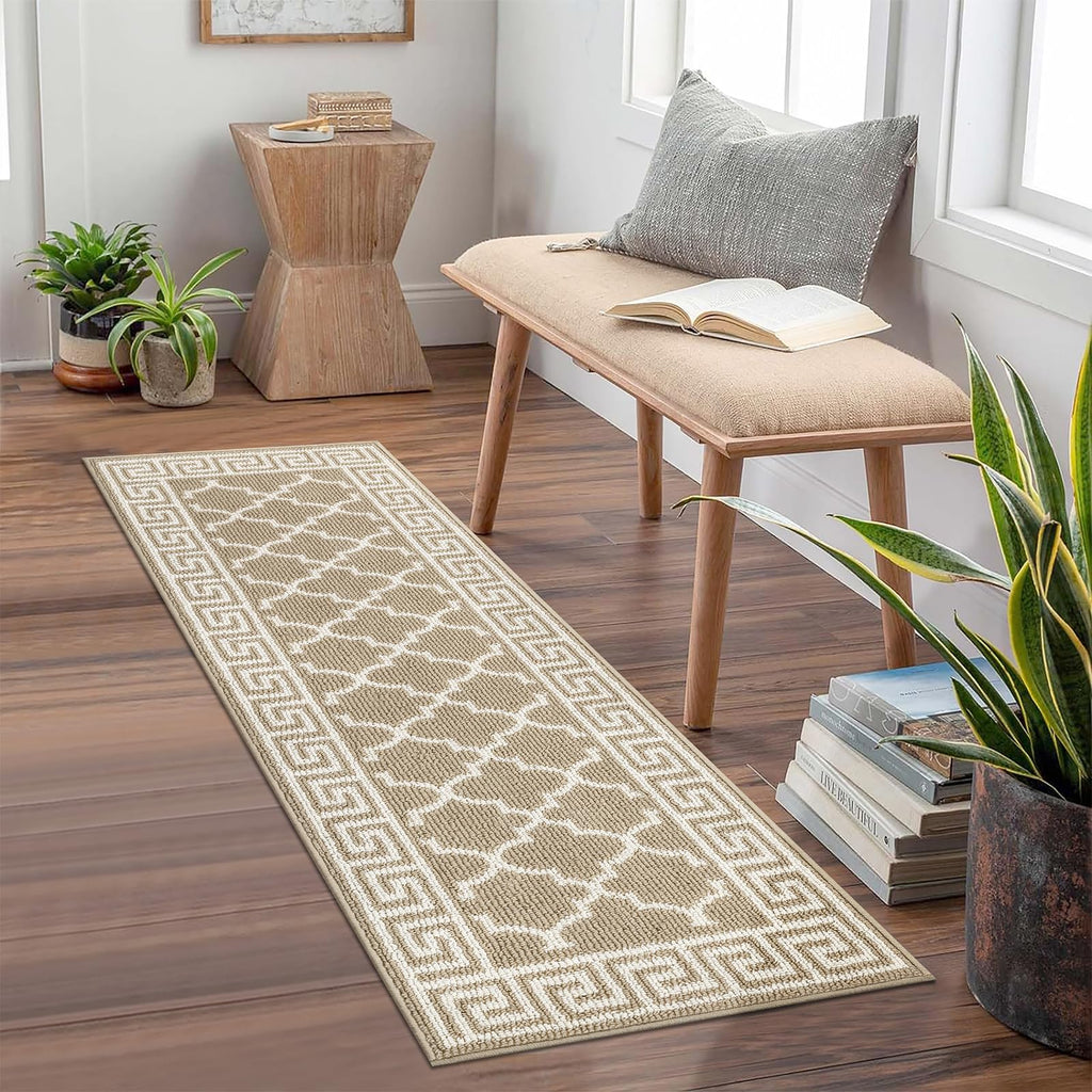 Pauwer Door Mat Indoor Entrance 20"x60" Absorbent Dirt Trapper Welcome Mats for Front Door Washable Entryway Rugs Ultra Thin Doormat Non Slip Runner Rugs for Hallway Kitchen Laundry Room, Beige