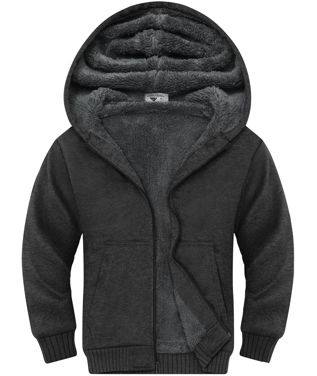 GEEK LIGHTING Boys Sherpa Lined Hoodie Kids Fleece Sweatshirt Full Zip Hooded Jacket