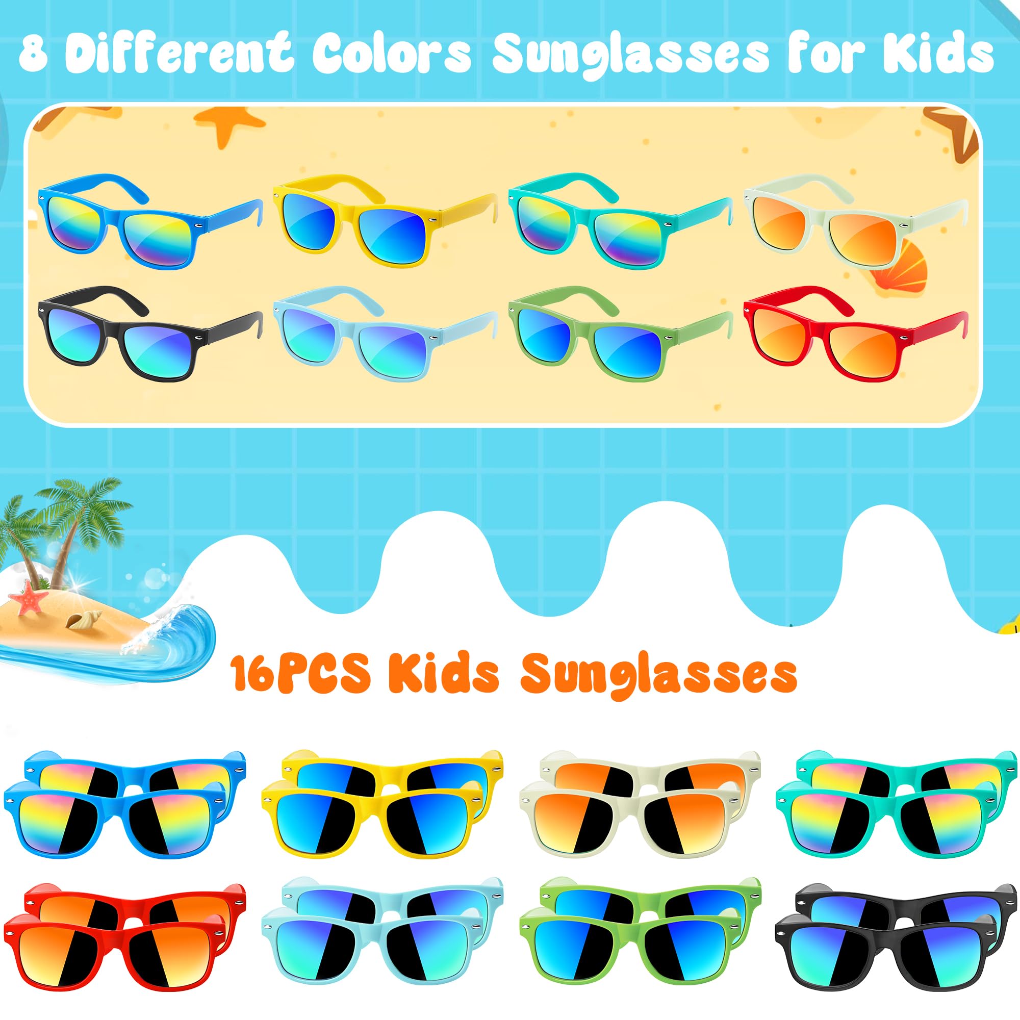 Kids Sunglasses Bulk, Kids Sunglasses Party Favors for Age 3-8, UV400 Protection Neon Kids Sunglasses Bulk for Boys Girls (12Pack-heart sunglasses)
