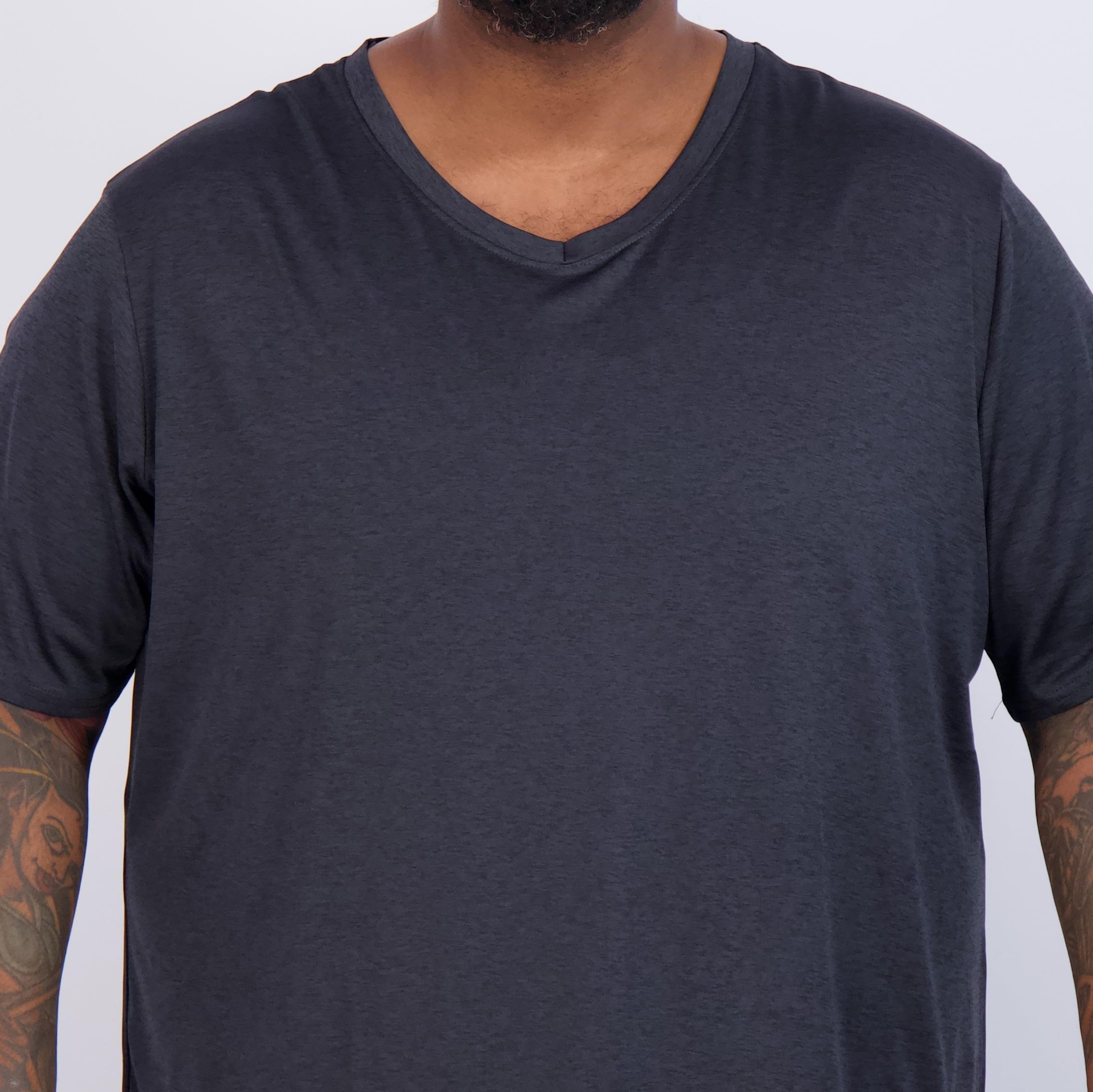 Real Essentials 3 Pack: Men's Big & Tall Short Sleeve V-Neck Athletic T-Shirt Dry-Fit Workout Shirts Moisture Wicking (3X-5X)