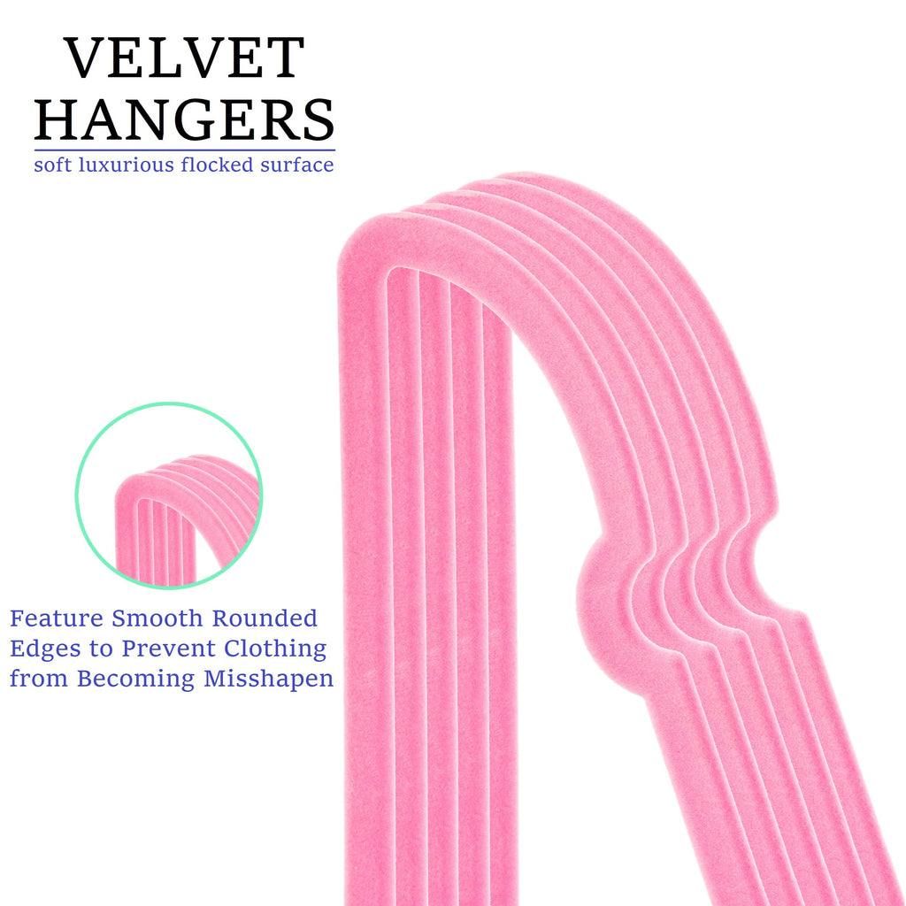 Velvet Hangers 20 Pack,16 Inch Non Slip Adult Heart Hanger (Black) | 360° Swivel Hooks, Cascade Design, Space Saving