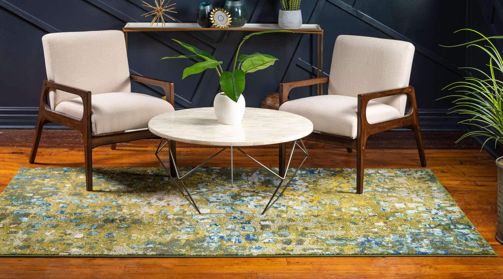 Unique Loom Jardin Collection Colorful, Vibrant, Abstract, Modern Area Rug (2' 0 x 3' 0 Rectangular, Multi/ Blue)