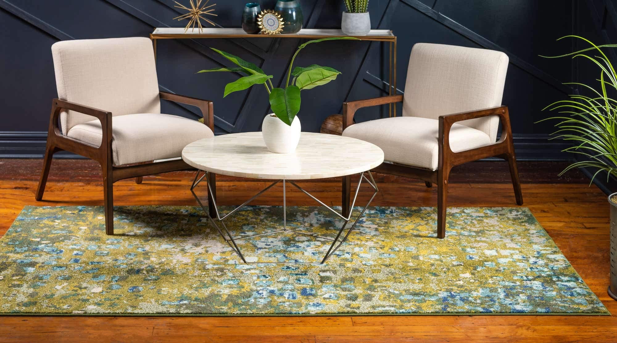 Unique Loom Jardin Collection Colorful, Vibrant, Abstract, Modern Area Rug (2' 0 x 3' 0 Rectangular, Multi/ Blue)