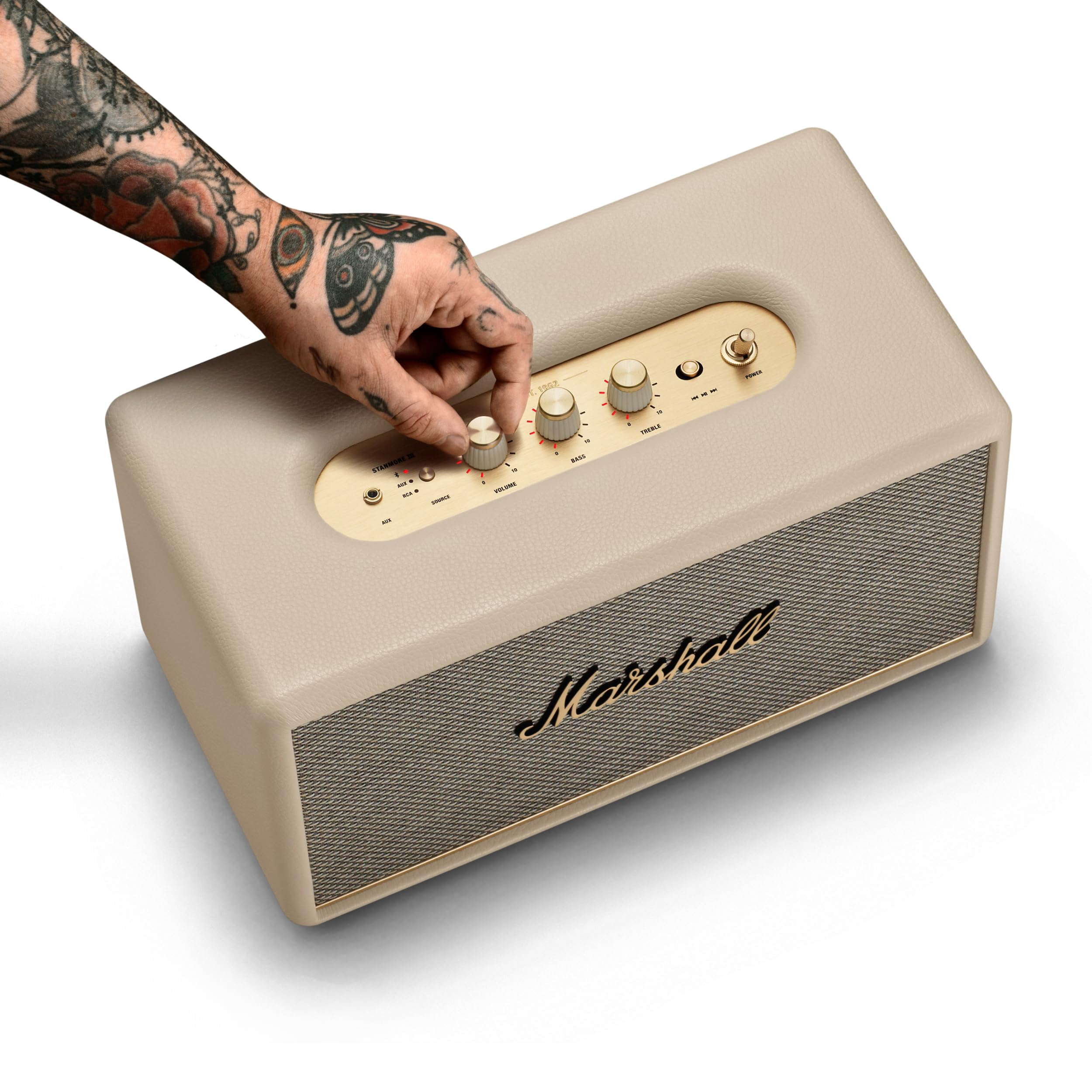 Marshall Stanmore III Bluetooth Home Speaker - Loud Stereo Sound with Bass and Treble Controls | Plug-in Powered | Record Player Compatible | RCA and 3.5mm Aux Inputs - Black