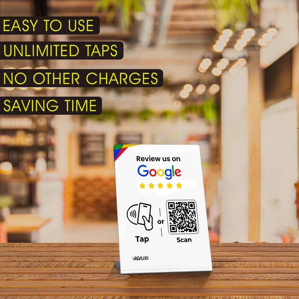 Google Review Stand -Boost Reviews w/Reusable Google Review Tap Card Stand & QR Code Stand- No App or Subscription - Android & iPhone Compatible-Boost Google Reviews for Online Growth