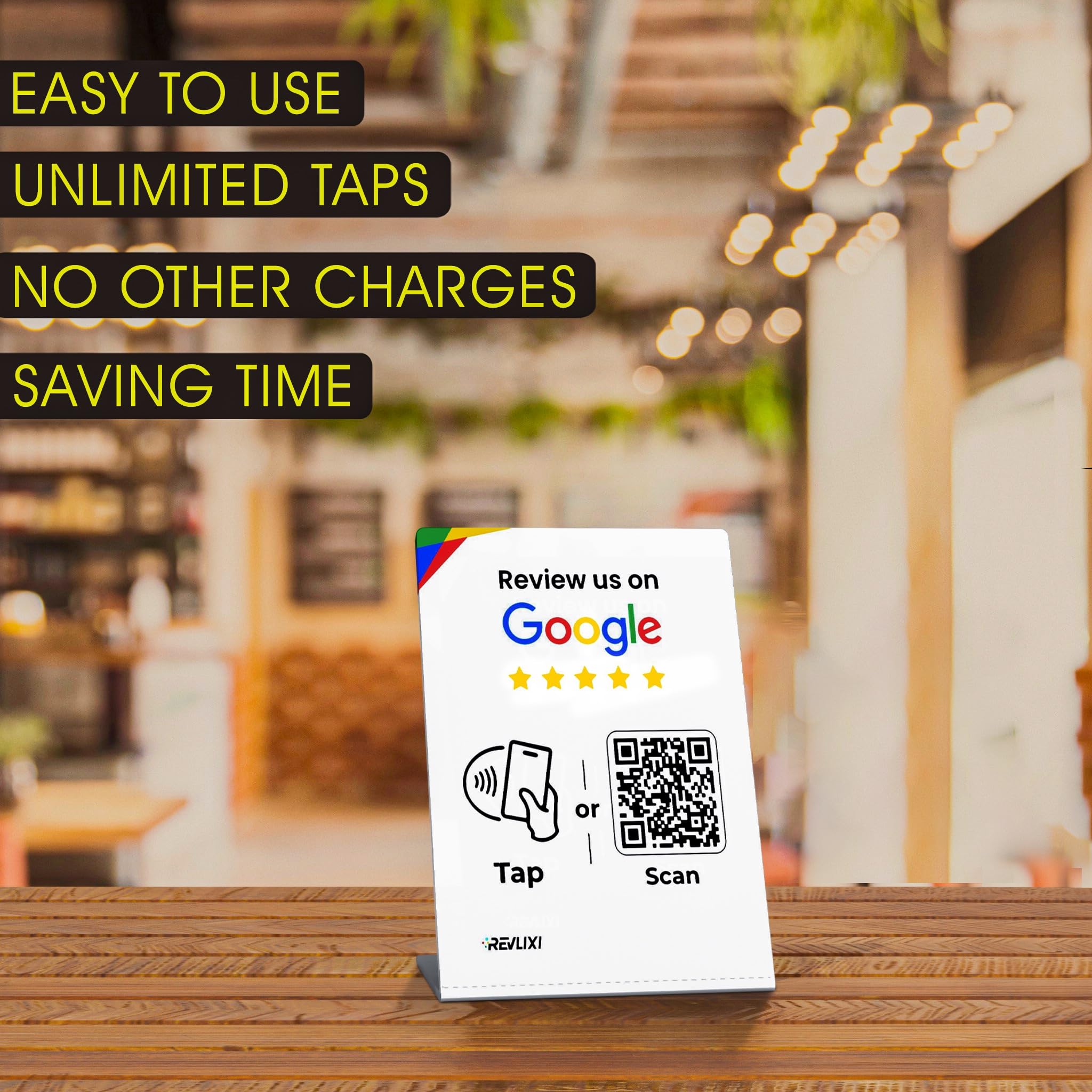 Google Review Stand -Boost Reviews w/Reusable Google Review Tap Card Stand & QR Code Stand- No App or Subscription - Android & iPhone Compatible-Boost Google Reviews for Online Growth