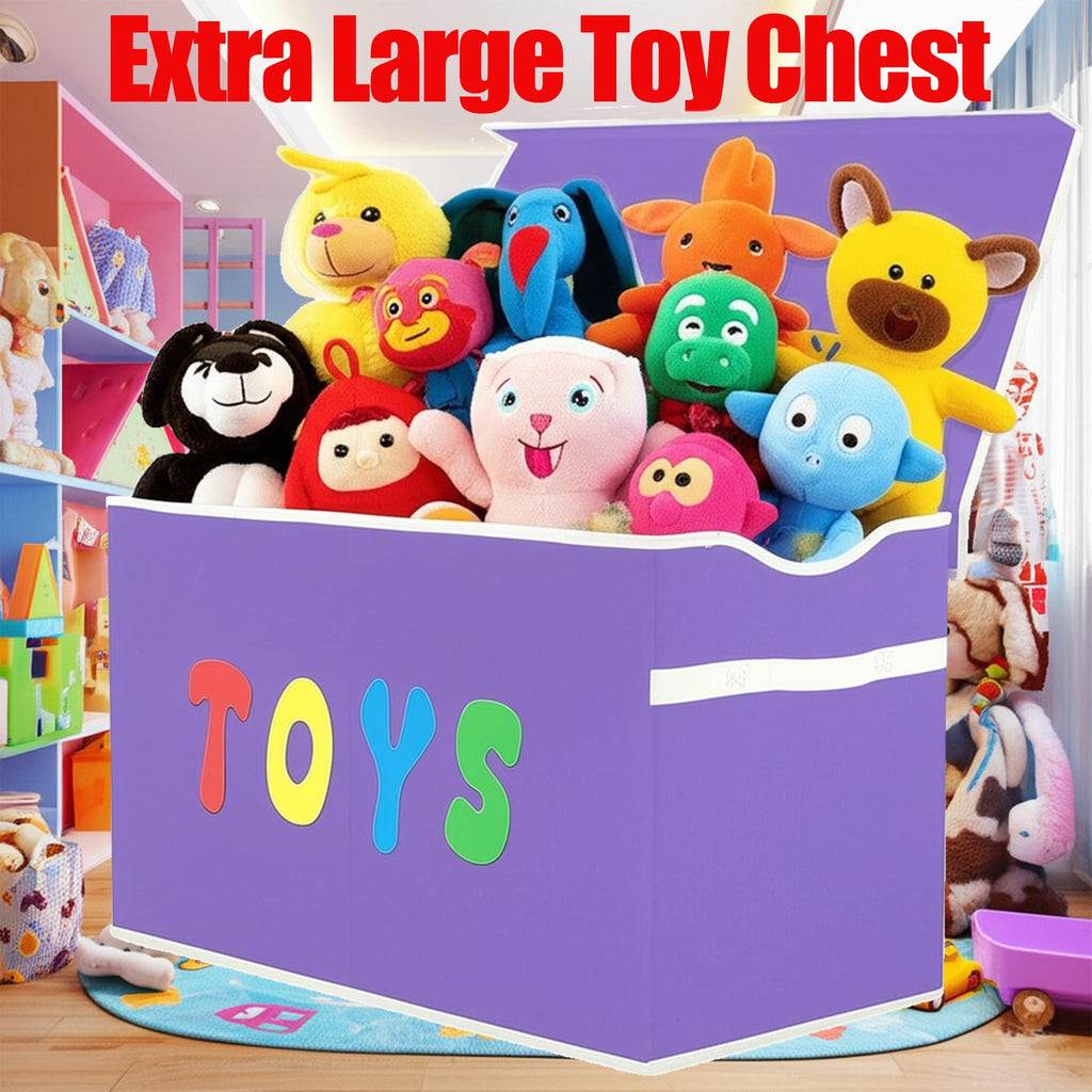 YOLOXO Toy Box Chest, Collapsible Sturdy Storage Bins with Lids, Extra Large Kids Toy Storage Organizer Boxes Bins Baskets for Kids, Boys, Girls, Nursery Room, Playroom, Closet (BLACK)