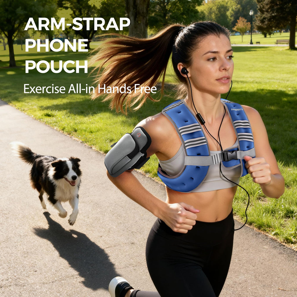 PACEARTH Weighted Vest,6lb/8lb/10lb/12lb/16lb/20lb/25lb/30lb Weight Vest with Reflective Stripe, Body Weight Vests for Women, Men, Weight Loss Workout, Strength Training, Running, Walking, Jogging