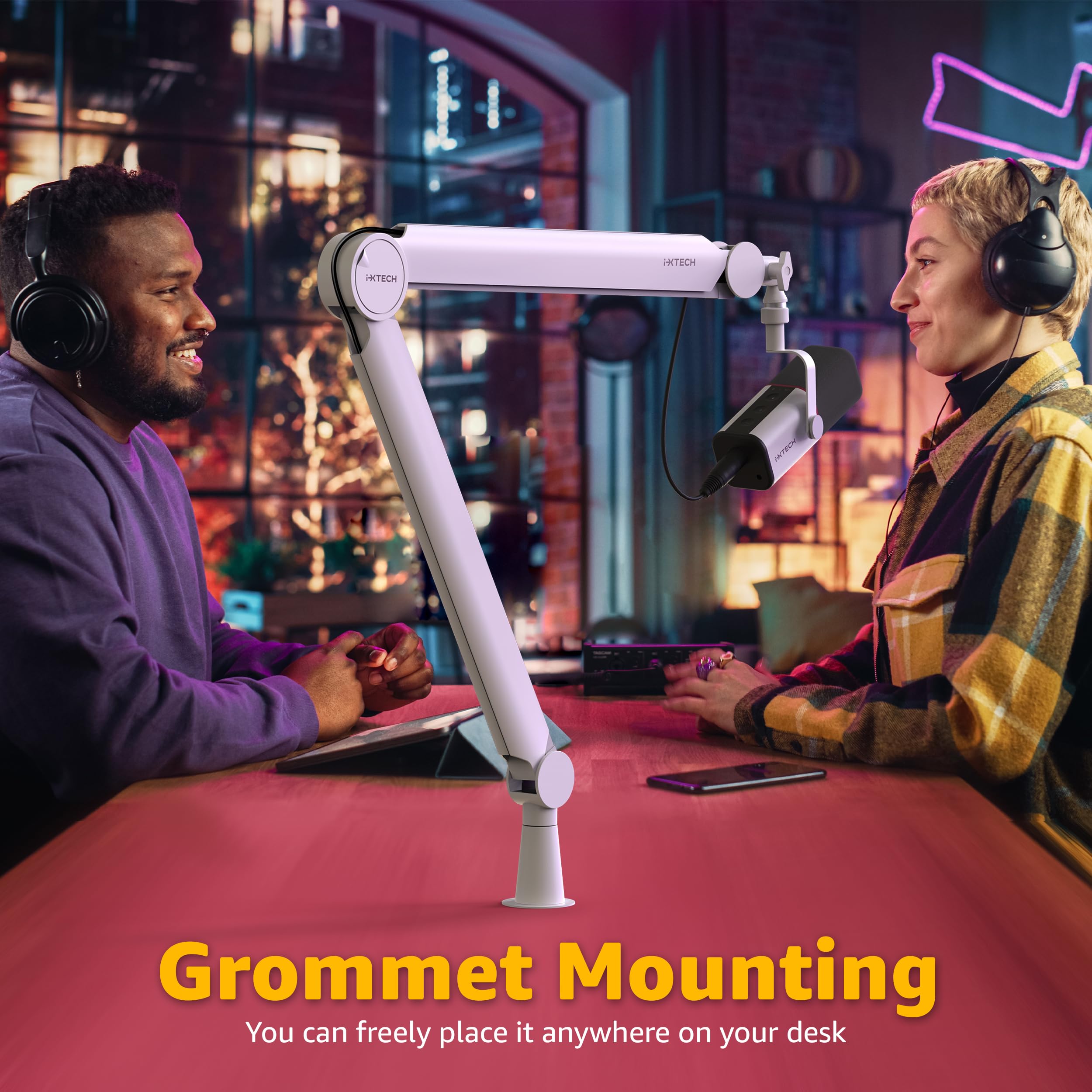 IXTECH Premium Microphone Boom Arm with Desk Mount, 360° Rotatable, Fully Adjustable, for Podcast, Video, Gaming, Radio, Studio, Recording, Sturdy and Universal VALIANT Model