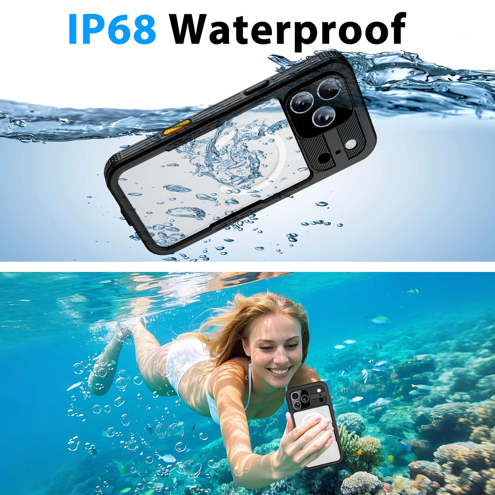 iPhone 13 Pro Case, Waterproof & Shockproof Phone Case, Full Protection, IP68, 6.1 Inch, Black
