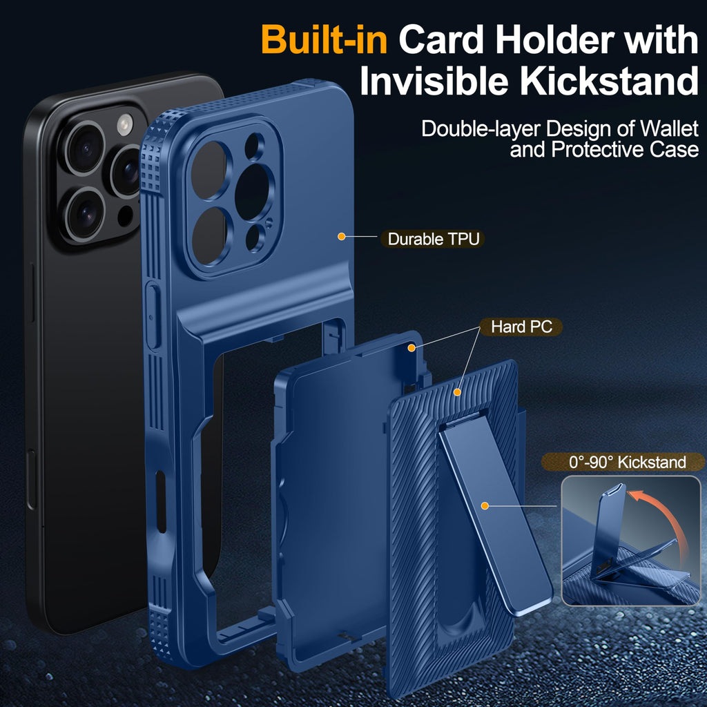 Oneagle Wallet for iPhone 16 Pro Max Case with Card Holder (4-5 Cards) [RFID Blocking] [Privacy Screen Protector] Full Camera Protection & Kickstand, 15FT Shockproof Phone Case for iPhone 16 Pro Max