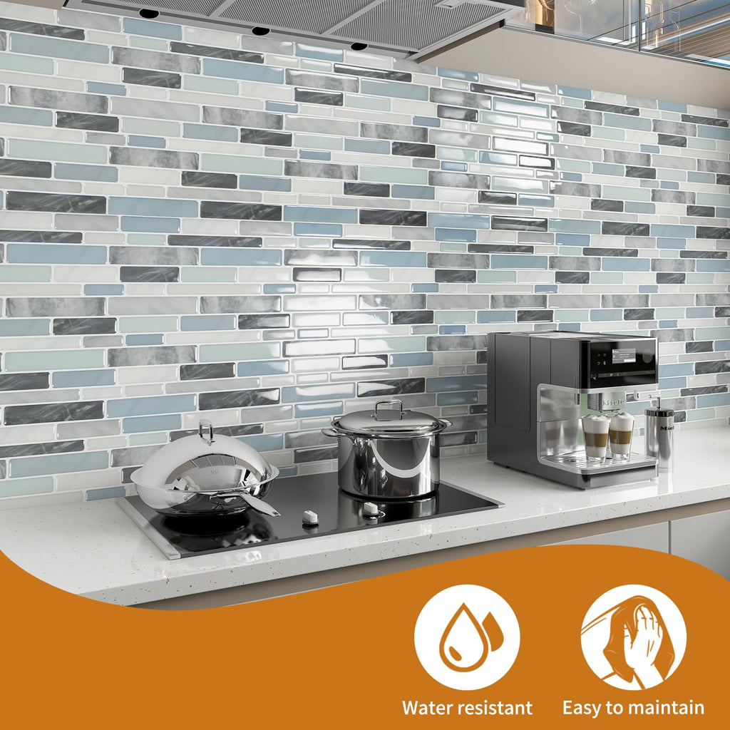 WOWSTAR 10-Sheet Peel and Stick Backsplash Tile for Kitchen, Back Splash Stick On Tiles for Kitchen Wall (Sand)