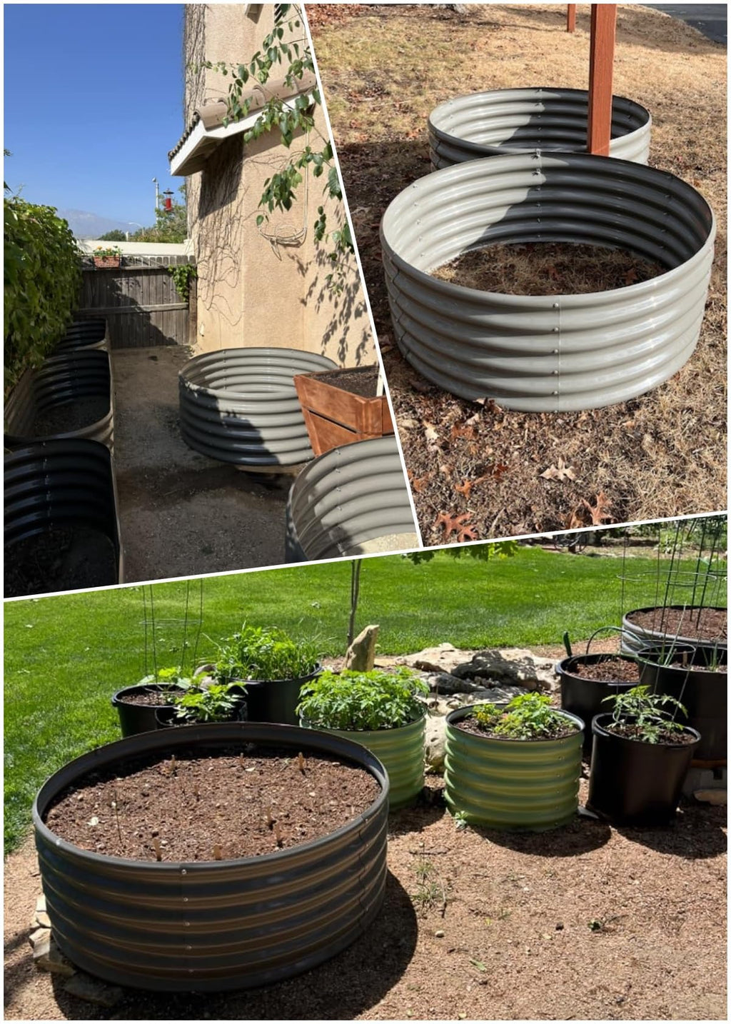 A ANLEOLIFE 2-Pack 3ft x 24” Tall Galvanized Raised Garden Beds Outdoor, Round Metal Planter Box for Planting Vegetables Flowers Herb, Anti-Rust & Easy-Setup, Quartz Grey