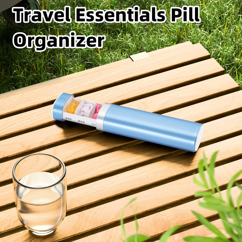 Betife Travel Pill Organizer Weekly 7 Day, Compact Daily Pill Box, Portable Medicine Case, Cute Pill Holder for Vitamins Supplements, Drawer-Shaped Pills Organizer (Black)