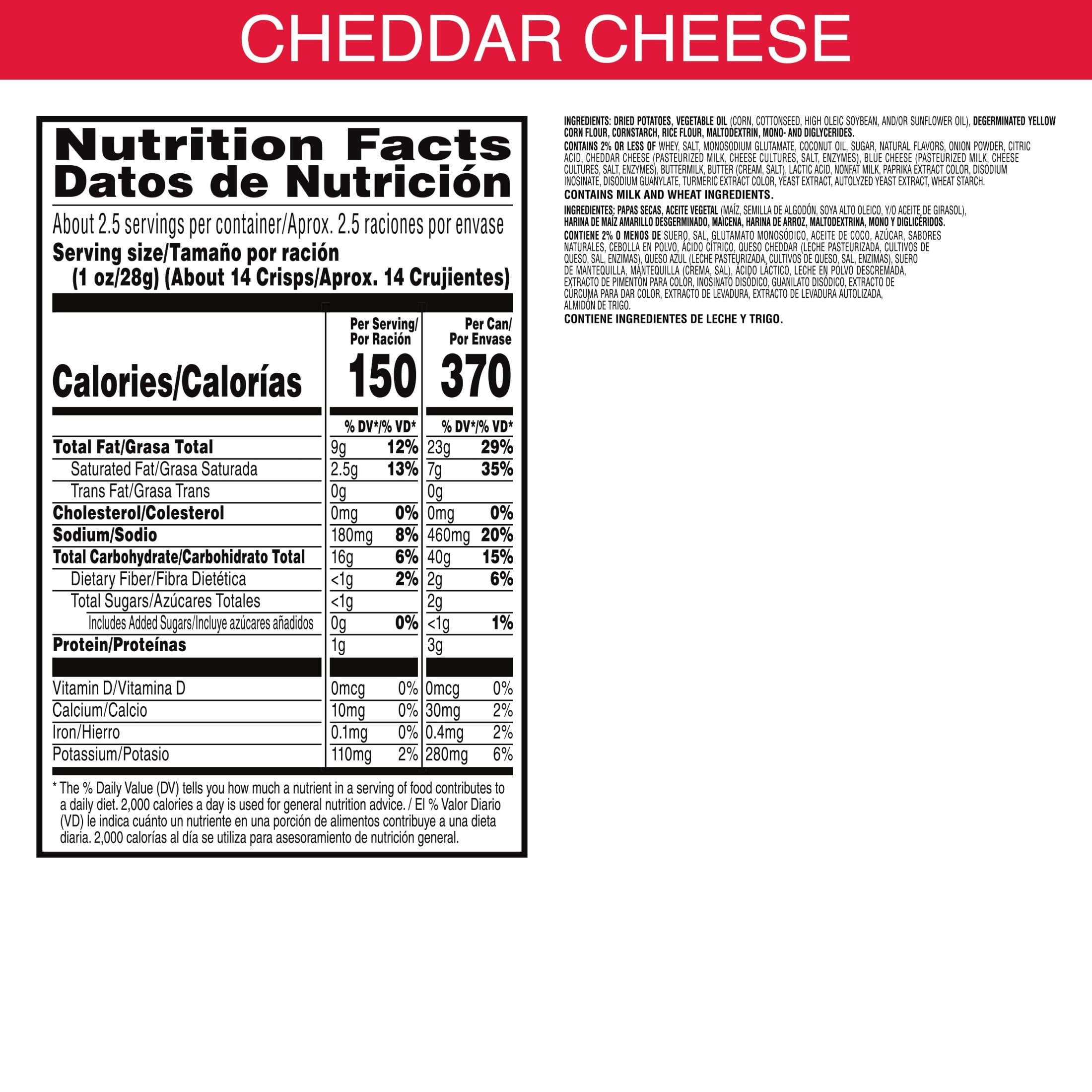 Pringles, Crisps, Lunch Snacks, Office and Kids Snacks, Grab N' Go, Cheddar Cheese (12 Cans)
