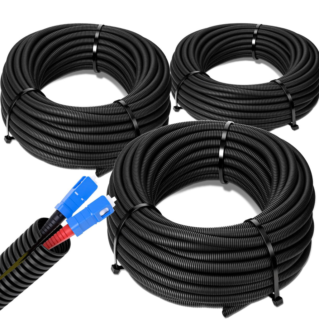 Sasylvia 1/2" x 300 ft Split Wire Loom Tubing Automotive Wire Loom Assortment Split Cable Sleeves Bulk Flexible Electrical Conduit Protective Kit