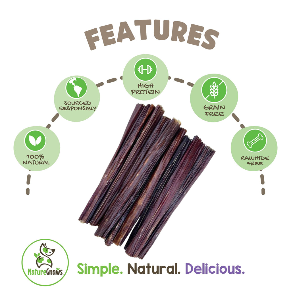 Nature Gnaws Beef Gullet Chews for Small Dogs 4-5" (20 Count) - Natural Beef Jerky Stick Dog Chew Treats - Rawhide Free