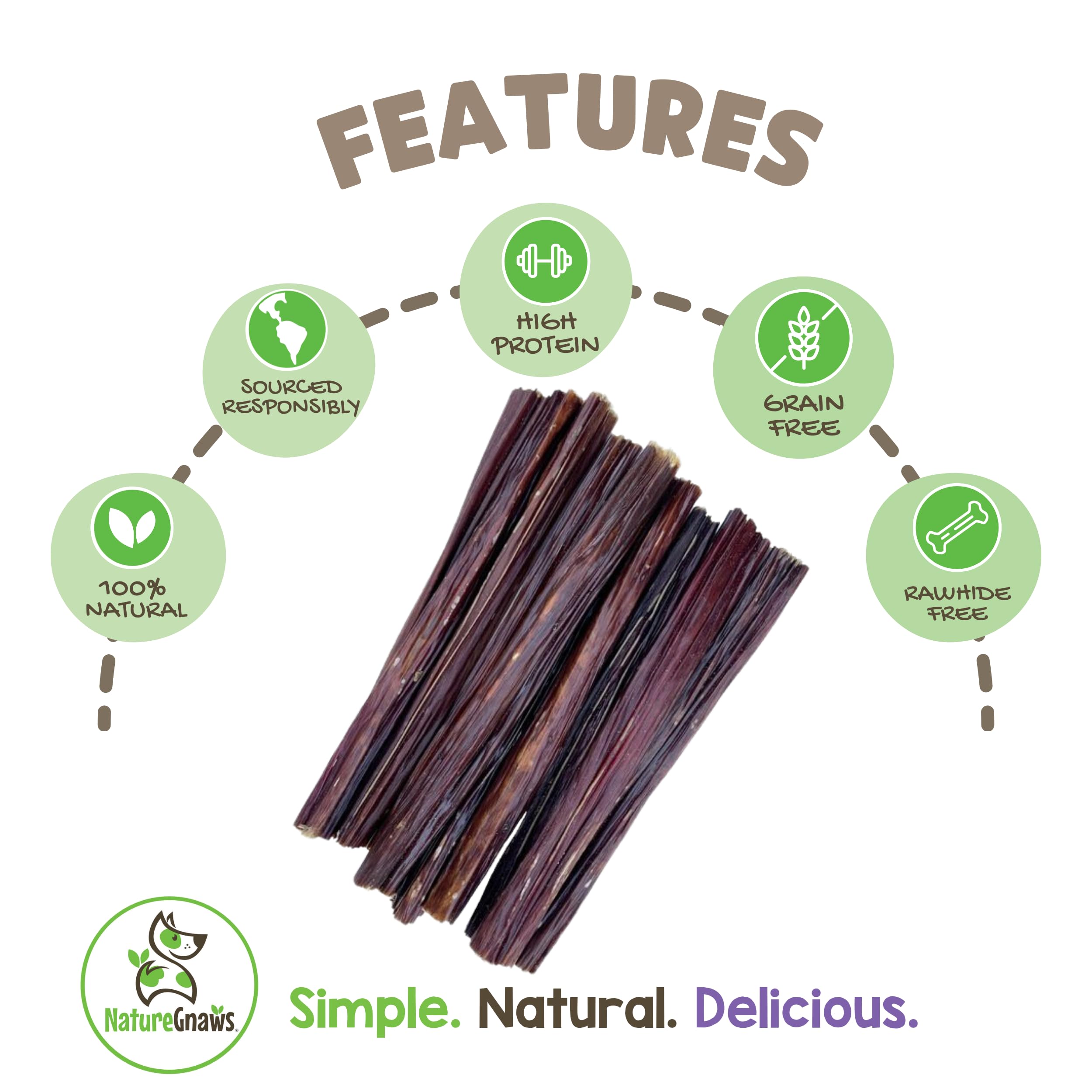 Nature Gnaws Beef Gullet Chews for Small Dogs 4-5" (20 Count) - Natural Beef Jerky Stick Dog Chew Treats - Rawhide Free