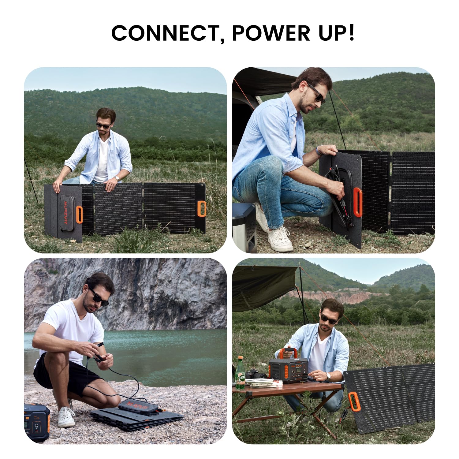 Portable Solar Panel 80 Watt for Power Station, IP67 Waterproof Foldable Solar Cell Solar Charger w/ XT60 Anderson DC 8mm 7909 5521 Connector for Camping, RV, Off Grid Living
