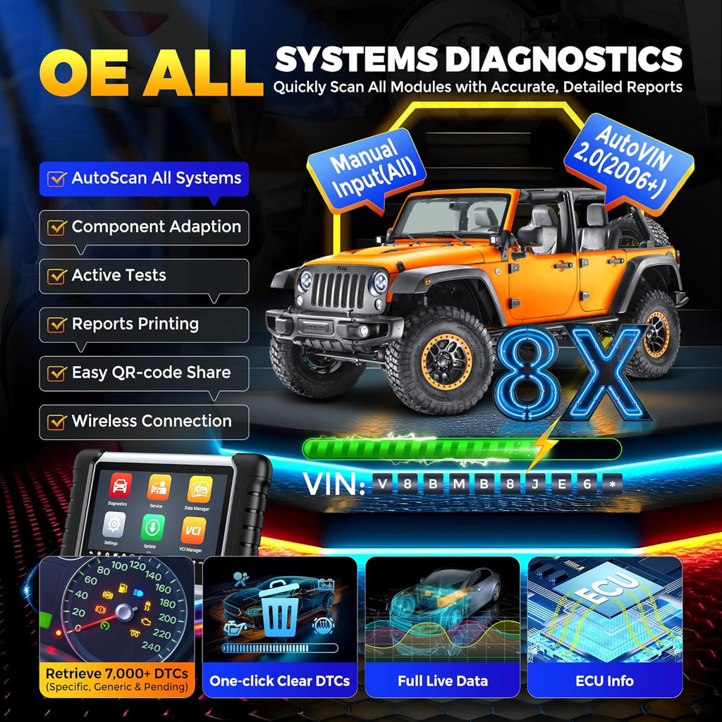 Autel Scanner MaxiCOM MK808BT PRO, 2026 Bidirectional Tool as MK900BT, Up Ver. of MK900 MaxiCheck MX900 MK808S MX808S, 3000+ Test, 28+ Service, All System Diagnostic, Injector Coding, FCA Android 11
