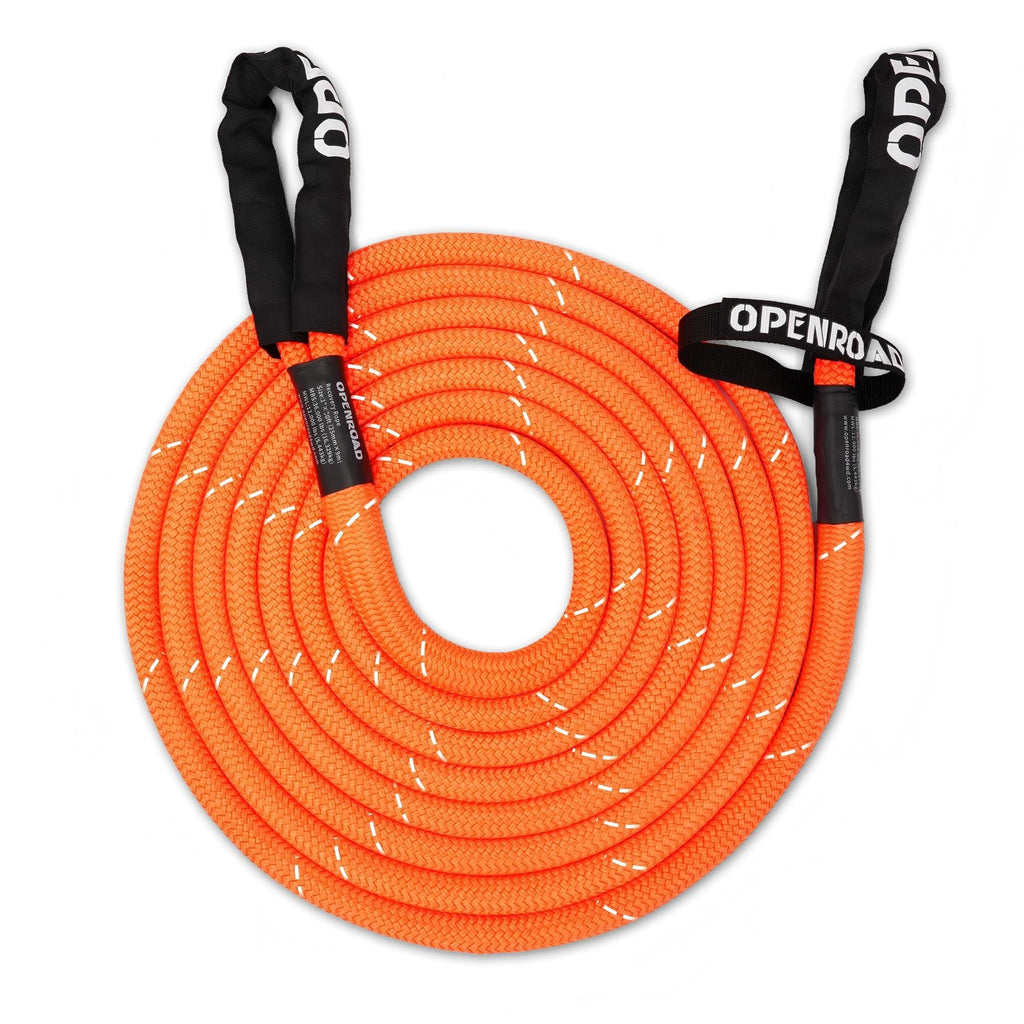 OPENROAD Kinetic Recovery Tow Rope, 4800 LBS (1in x 30ft with Soft Shackle) Extreme Duty 35% Elasticity Energy Offroad Snatch Strap, Vehicle Recovery Kit for Jeep Car Truck ATV UTV SUV