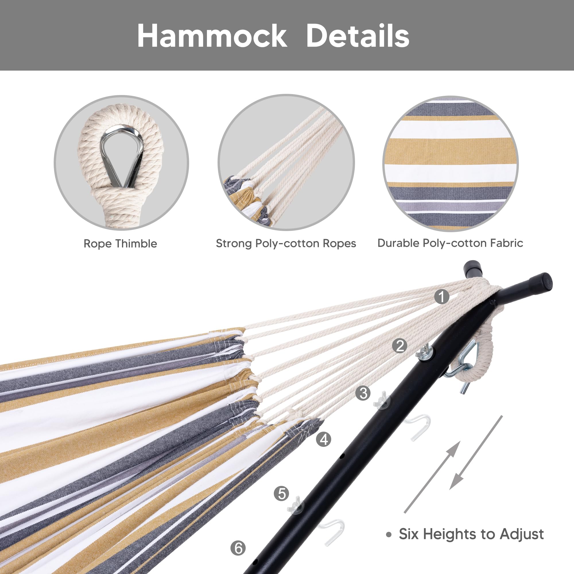 SUNCREAT 2-in-1 Convertible Free Standing Hammock with Stand Included, Camping Backyard Hammock with Stand, Patented, Blue & White Stripe