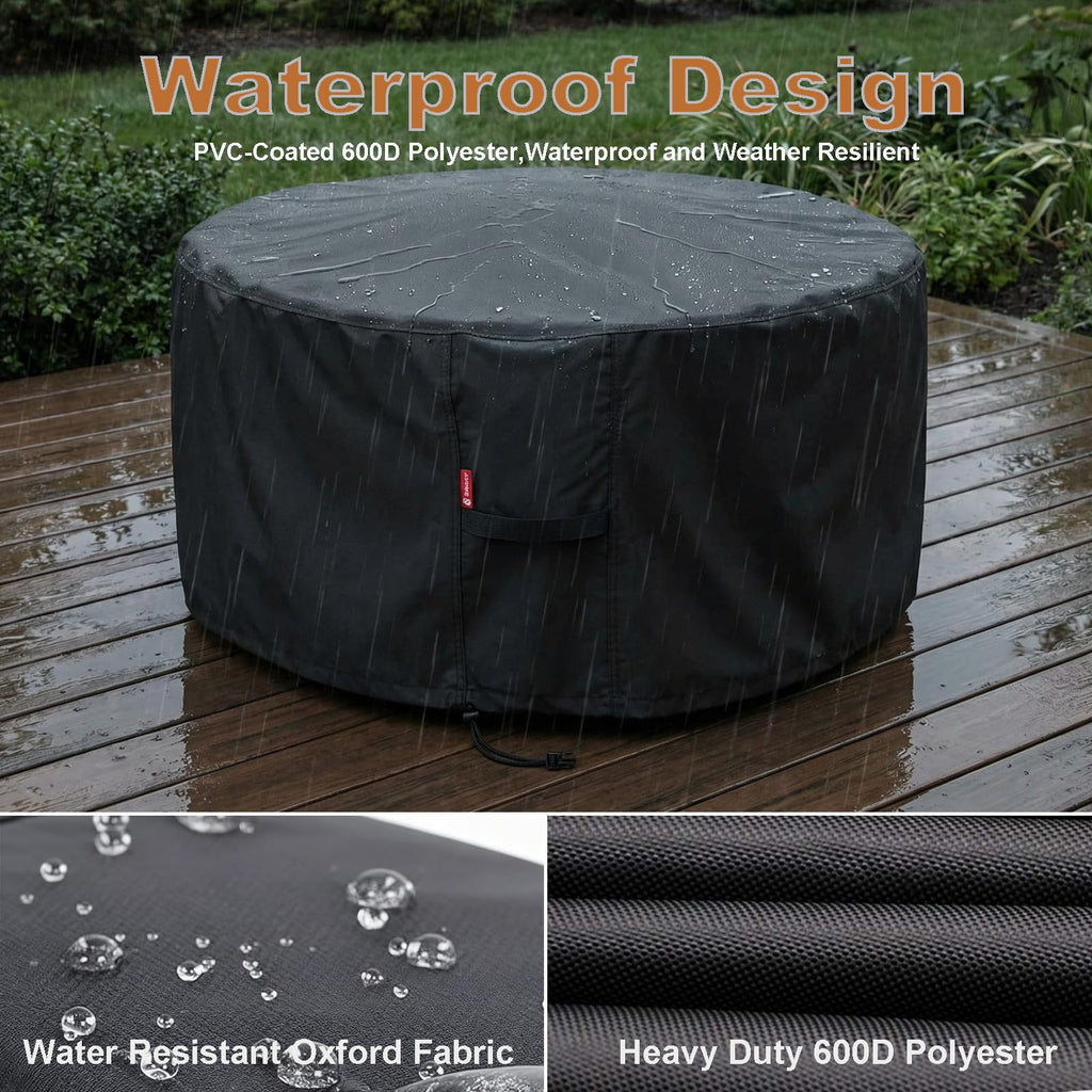 SheeChung Fire Pit Cover for Solo Stove Bonfire Outdoor Smokeless Firepit-Small Round Waterproof 600D Polyester Shelter,Air Vent,Anti-UV&Tear Resistant-Fits for 16”-22” Gas Fire Pit Table (22"Dx16"H)