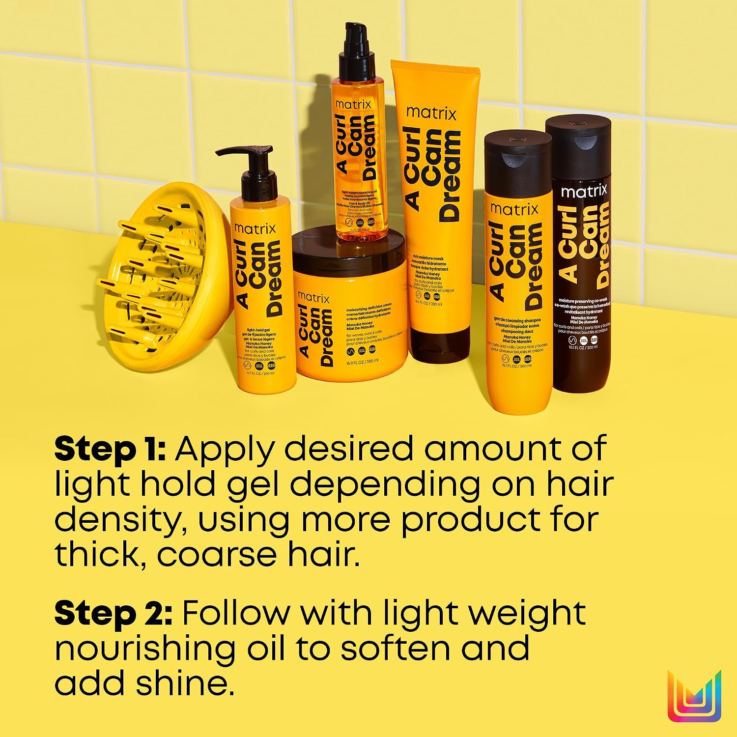 Matrix A Curl Can Dream Light Hold Gel For Curly, Coily, & Wavy Hair - Controls Frizz and Defines Curls Without Flaking or Crunch, Silicone, Sulfate & Paraben-Free, Salon Styling Gel