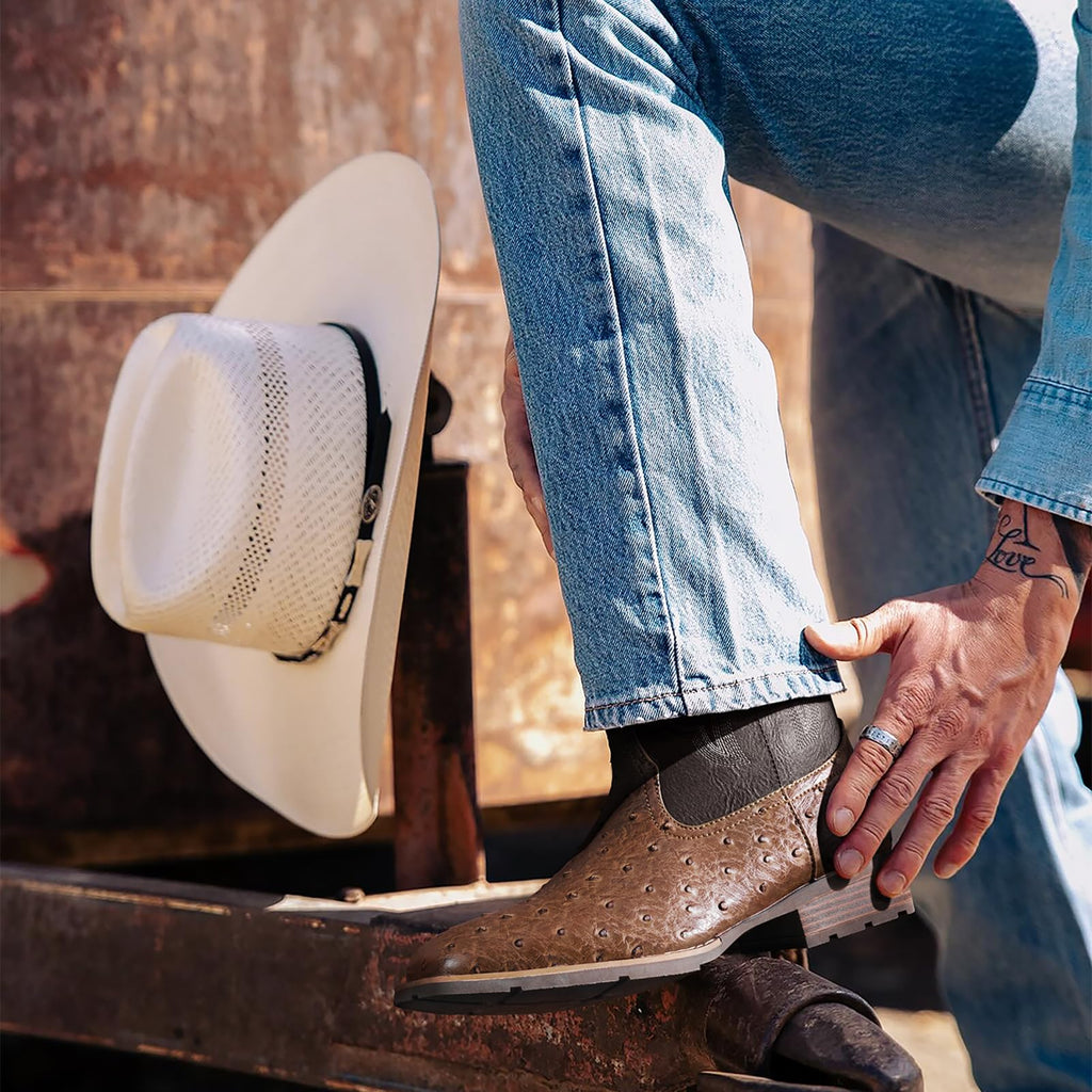 Cowboy Boots For Men - Western Boot Men's Cowboy Boots With Square Toe | Cowboy Western Boot | Pull-on Boots| Old West Style Embroidered