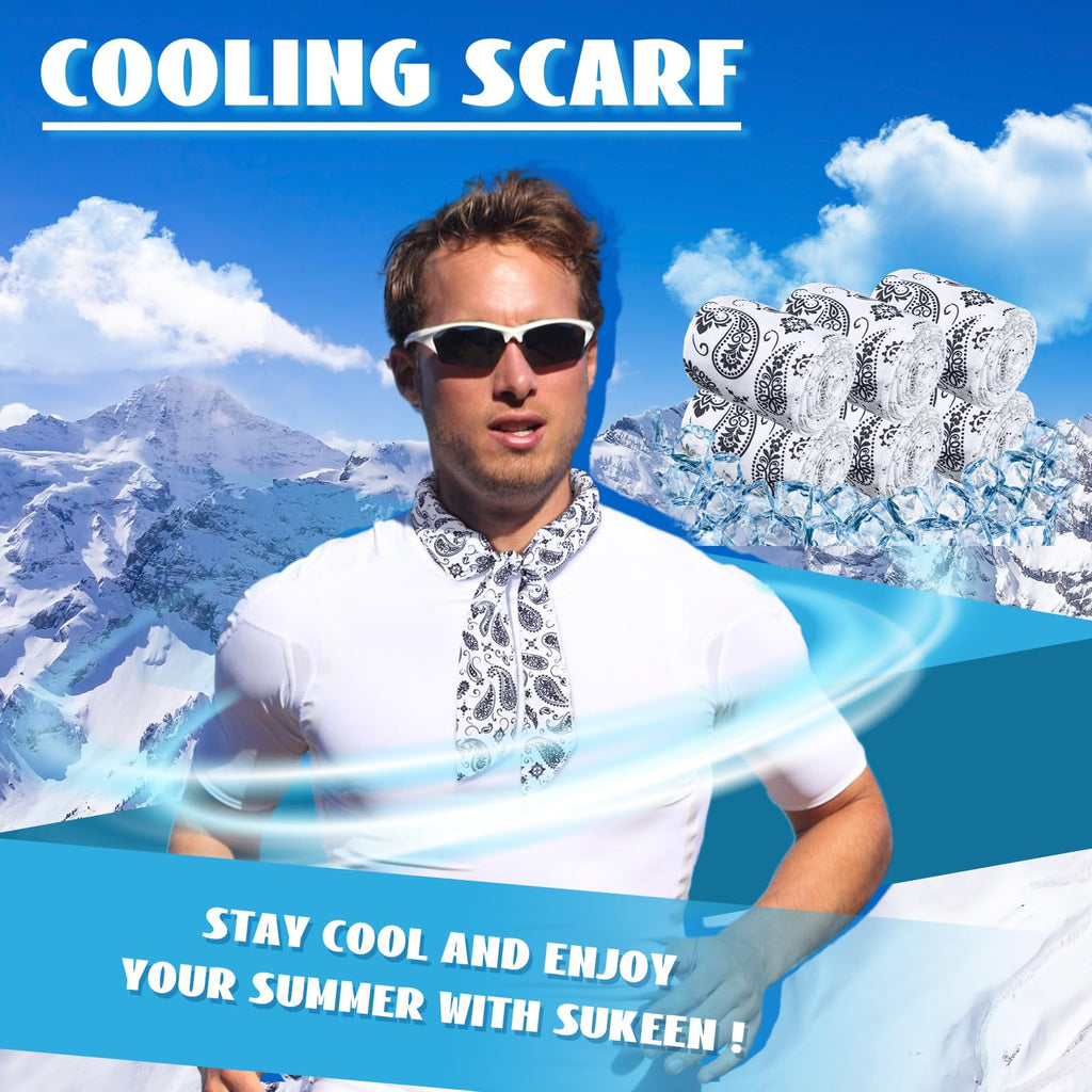 Coume 6 Pack Cooling Neck Wraps Neck Cooler Ice Bandanas Scarf for Hot Weather Summer Ultra Running Walking Riding Women Men