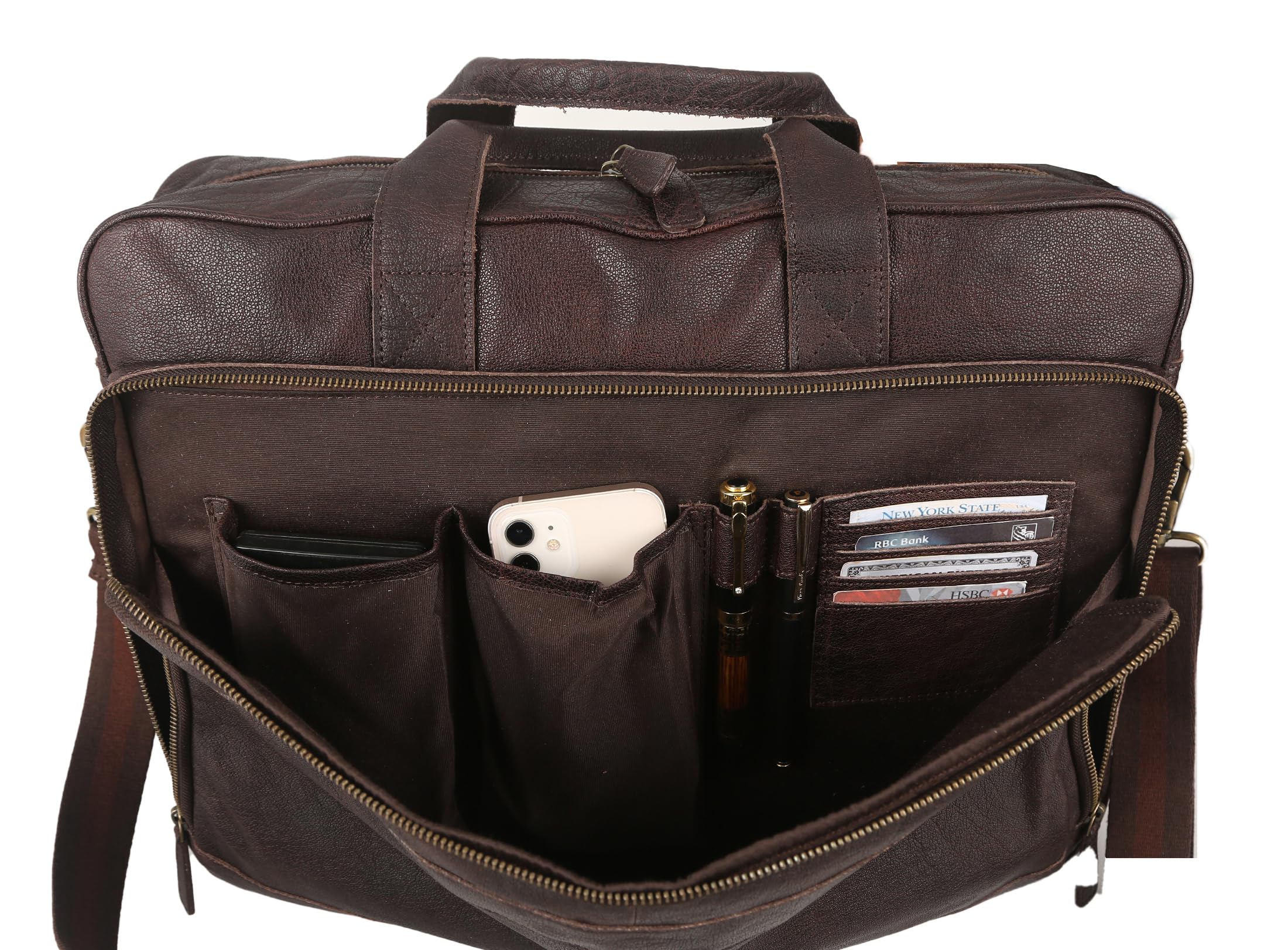 Leather briefcase 18 Inch Laptop Messenger Bags for Men and Women Best Office briefcase Satchel Bag (Black)