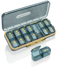 Pill Organizer 2 Times A Day, 7 Day Am Pm Pill Box - Acedada Weekly Pill Organizer Twice A Day, Portable Removable Daily Medicine Container Dispenser Case for Vitamin Fish Oil Supplement, Black Grey