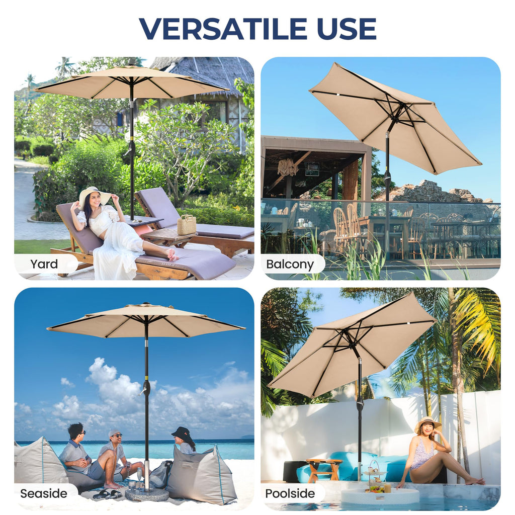 SUNVIVI OUTDOOR Outdoor Patio Umbrella, Patio Umbrella, Market Umbrella, Large Outdoor Umbrella, Metal Pole Umbrella with Push Button Tilt and Crank, Polyester Canopy