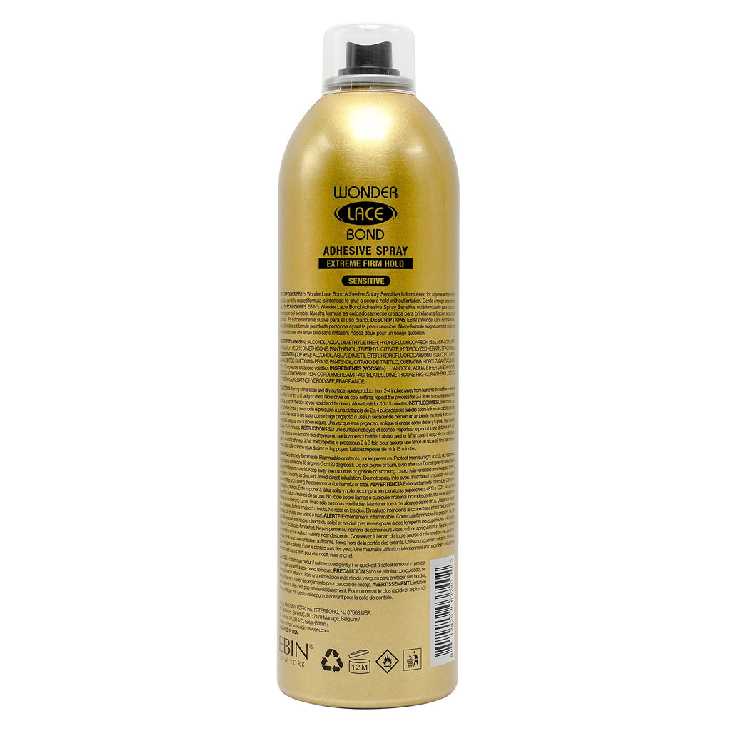 EBIN NEW YORK Wonder Lace Bond Adhesive Spray - Extreme Firm Hold 2.7oz/ 80ml| Active Use, Fast Drying, No Residue, No Build-up, All-day Powerful Hold, Easy Daily Wig Install