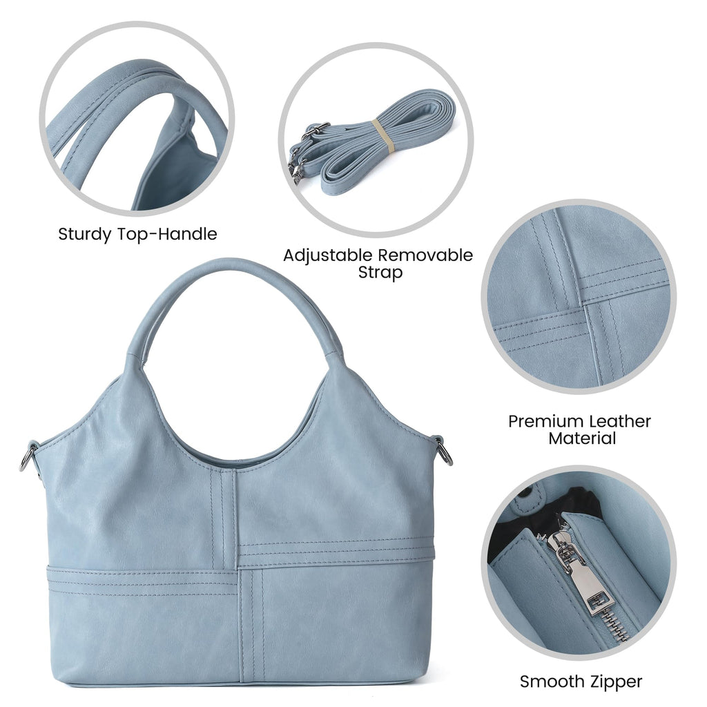 KOGTLA Medium Vegan Leather Purses for Women with Detachable Satchel Strap, Ladies Handbags, Tote Hobo Bags with Two-Handle