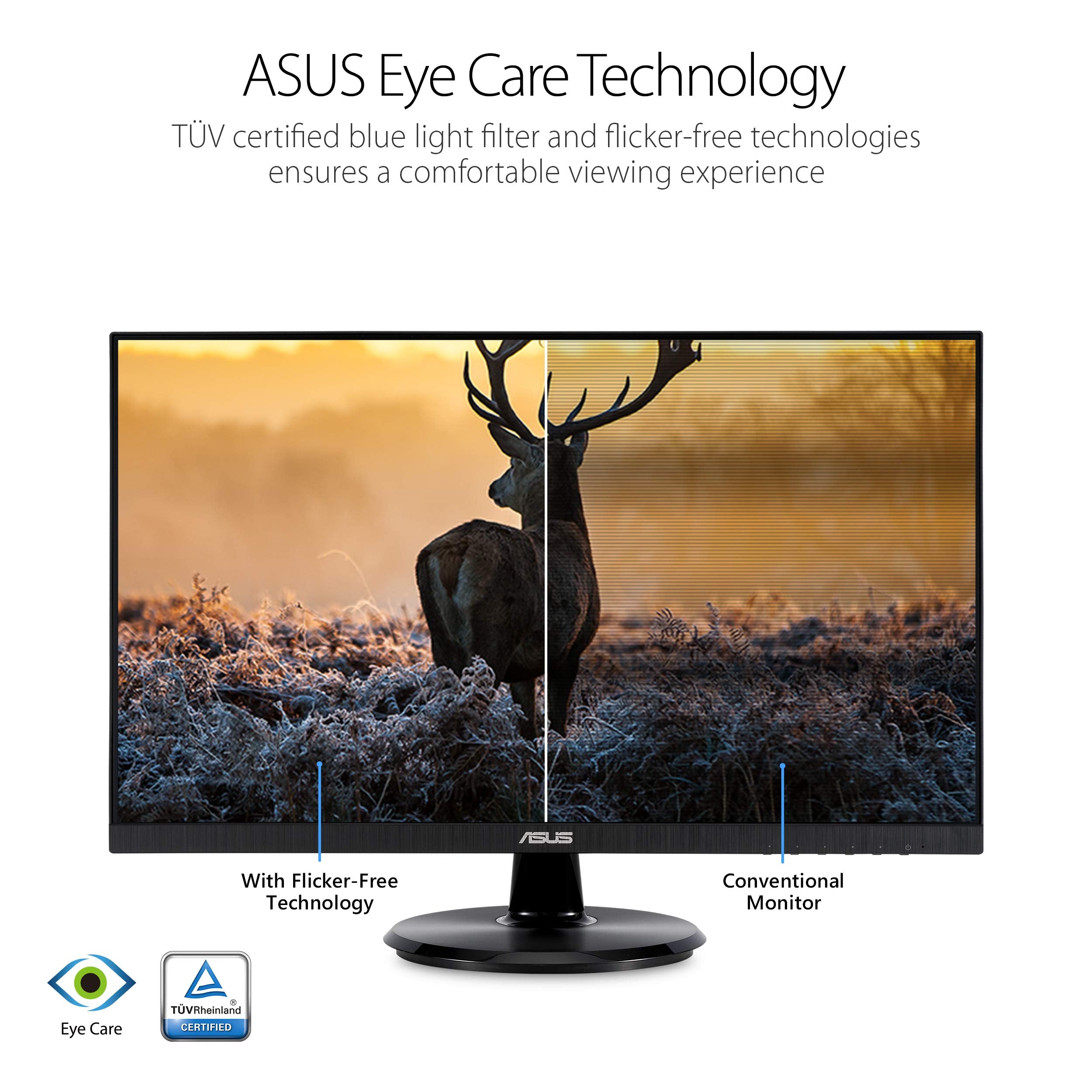 ASUS 22” Eye Care Monitor (VP229QF) – 100Hz, IPS, Full HD, 99% sRGB, Frameless, Adaptive-Sync, DisplayPort, HDMI, Low Blue Light, Flicker Free, Wall Mountable, 3 yr Warranty