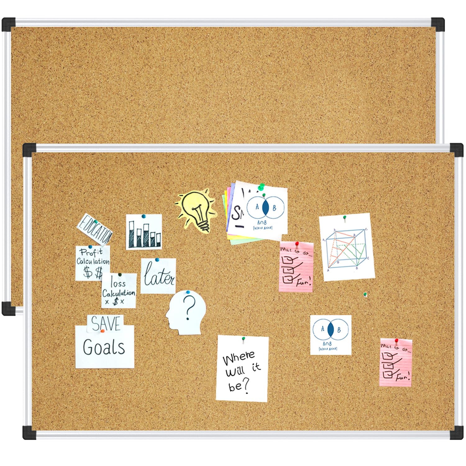 XBoard 24 x 18 Inch Wall-Mounted Office Cork Board, Notice Bulletin Board with Aluminum Frame