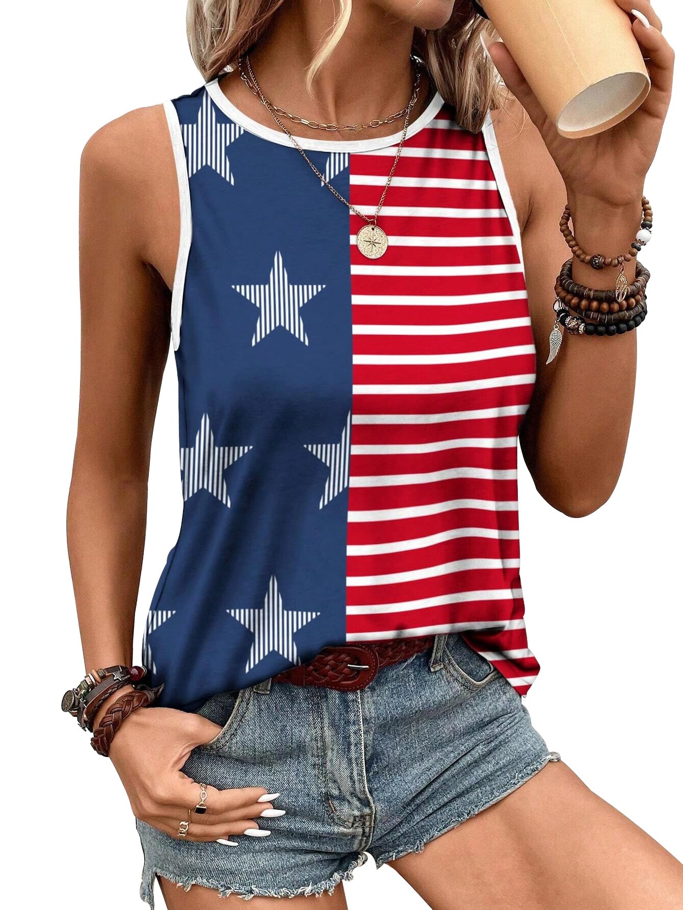 Women's Red White and Blue Shirts Patriotic Tops American Flag Graphic Crop Tops for Teen Girls