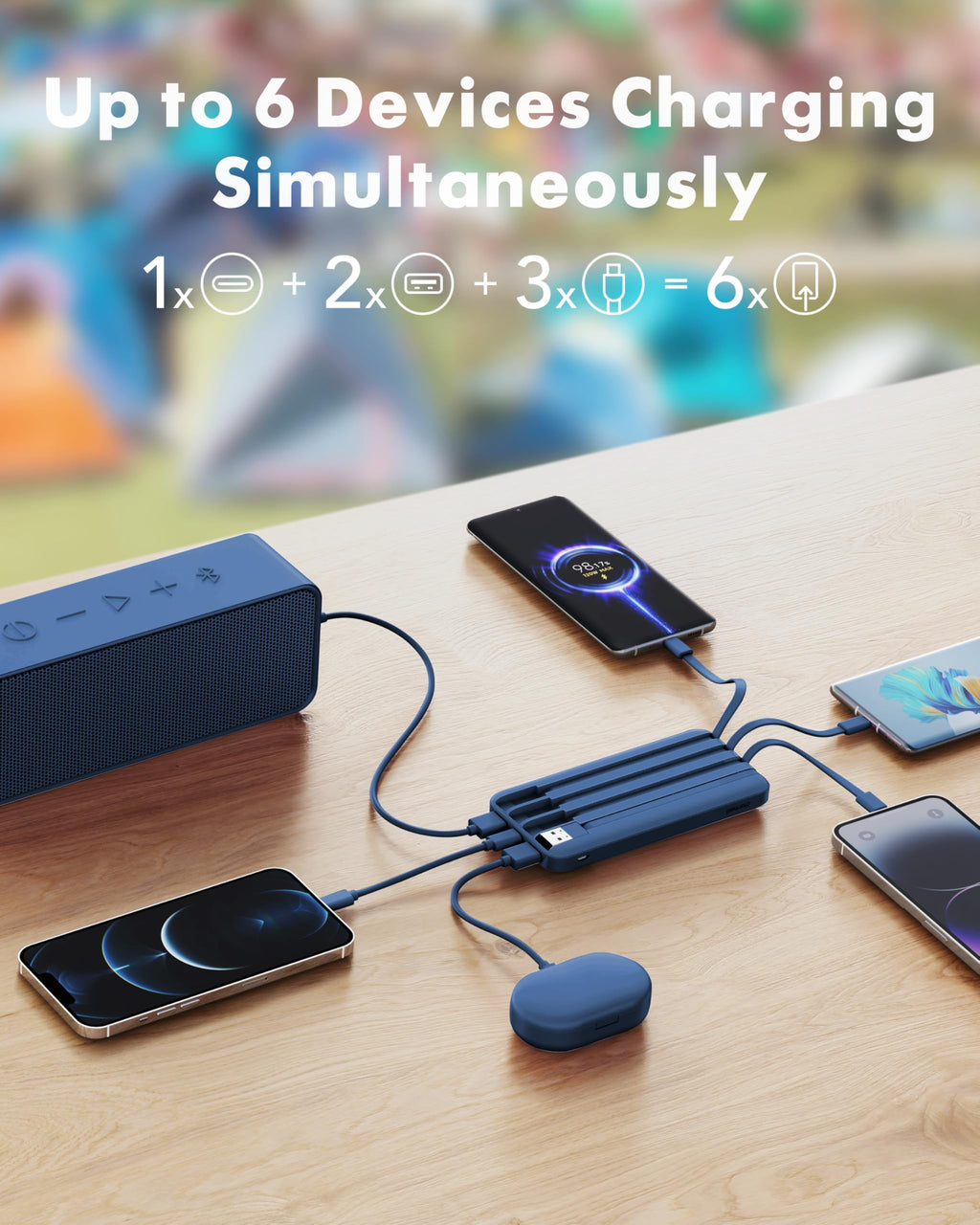 charmast 20000mAh Portable Charger with Built in Cables, 22.5W Travel Power Bank Fast Charging, USB C Cell Phone Battery Pack for iPhone 17/16/15/14/13/12 Series, iPad, Samsung, Android, Tablet