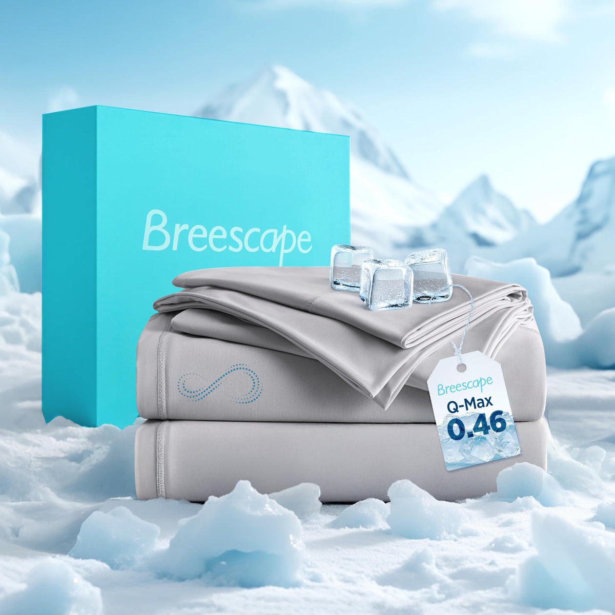 Breescape Cooling Sheet Set Full Size - BlendTek™ Dry & Cool Technology for Hot Sleepers and Night Sweats, Q-Max>0.46 Tech, Deep Pocket Up to 18", 360° Elastic Band, Twilight Blue
