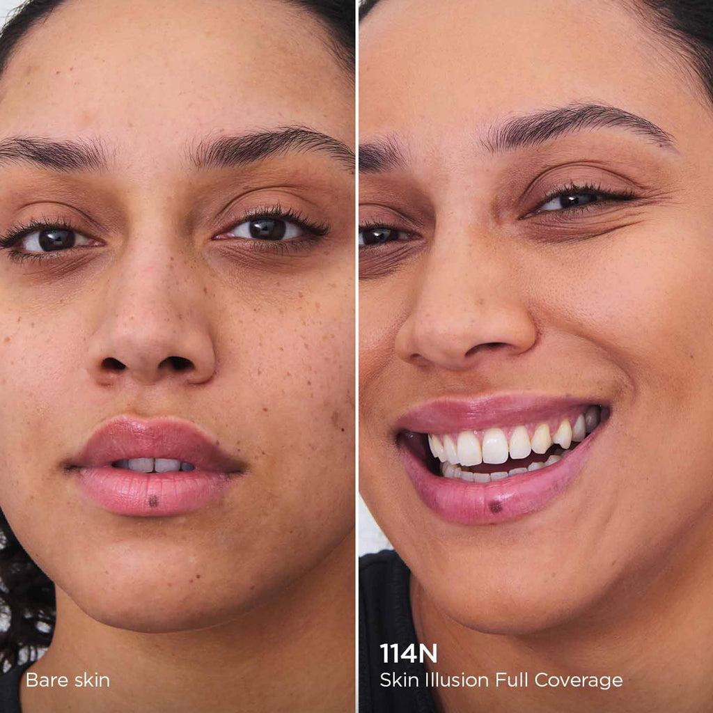 Clarins Skin Illusion Longwear Full Coverage Foundation|Luminous Matte Finish|24H Hold and 24H Hydration|Natural Looking|Transfer, Sweat and Smudge Proof| Contains Hyaluronic Acid|1 Fl Oz