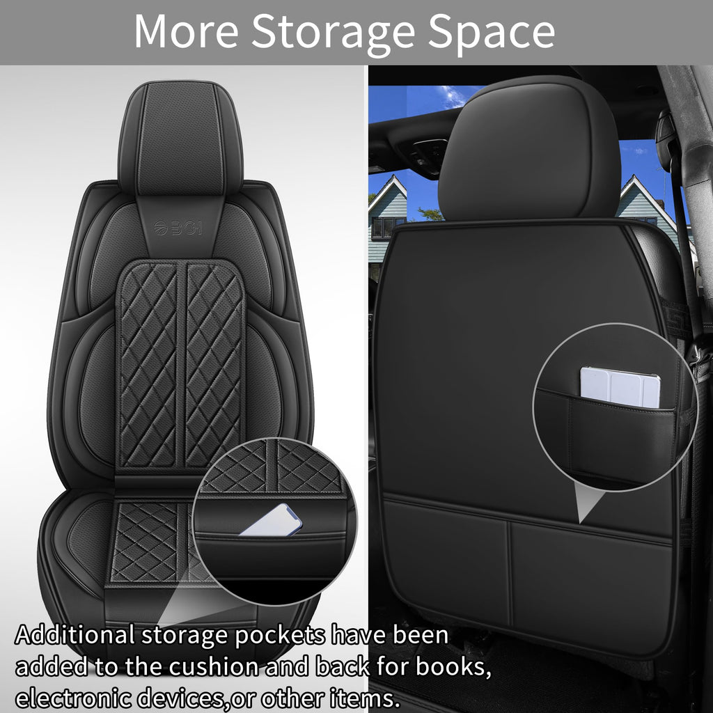 Car Seat Cover Custom Fit for Ford F150 2009-2026 Faux Leather Seat Cover Set Compatible with Regular Cab Super Cab Super Crew Pickup Truck Cushions (Black, Front Seat)