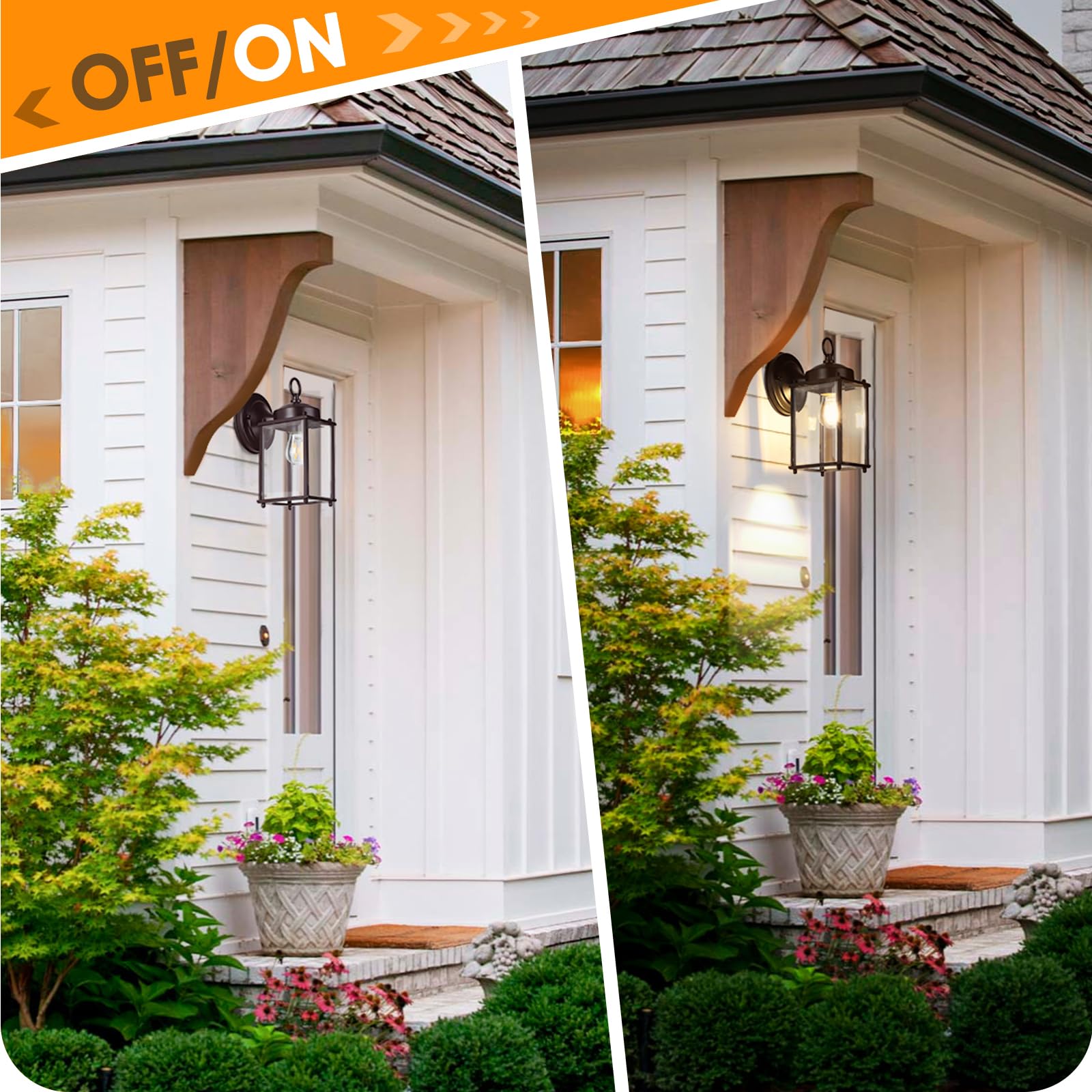 MATAMEYE Outdoor Wall Lantern, Exterior Dark Chocolate Waterproof Wall Sconce Lighting Fixture, Front Door Wall Lamp with Clear Beveled Glass, 2 Pack