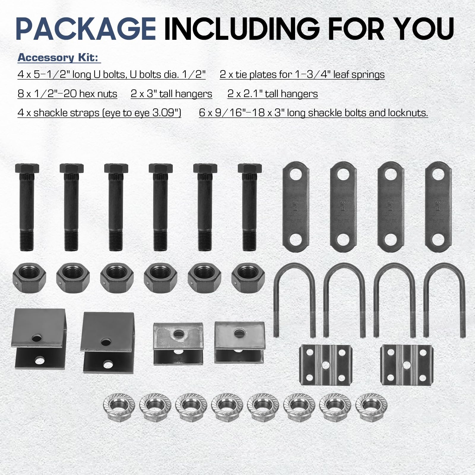 2 Pieces of Replacement for SW4B 4 Leaf Trailer Leaf Spring, 3500lb Single Trailer Axle Suspension Kit, 25-1/4" Length with 1750lb Capacity Double Eyes Leaf Springs and U-Bolt