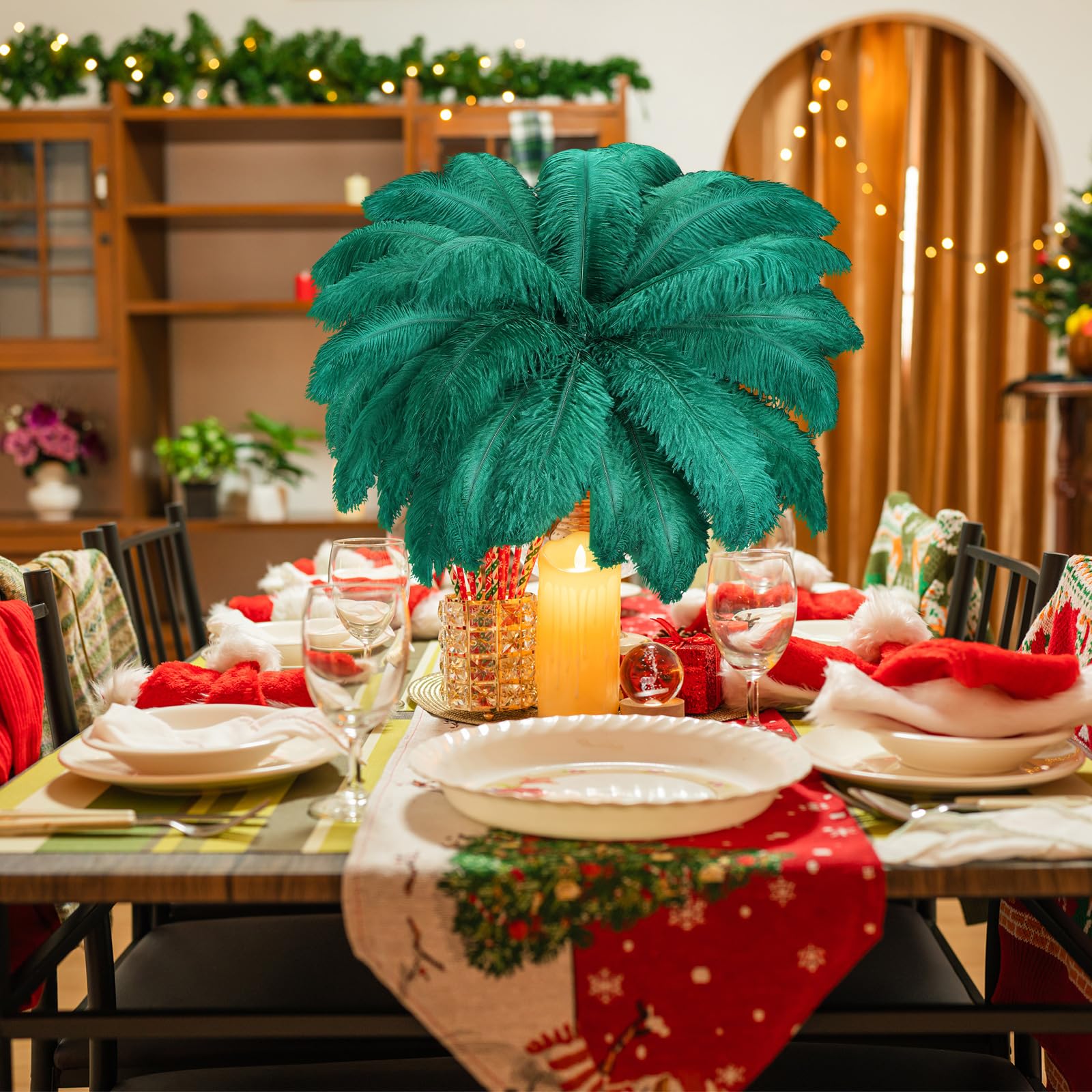Retrowavy 50 Pcs 14-16 Inches Large Natural Ostrich Feathers Bulk for Centerpieces for Wedding Party Centerpieces Home Decoration Flower Arrangement (Black)